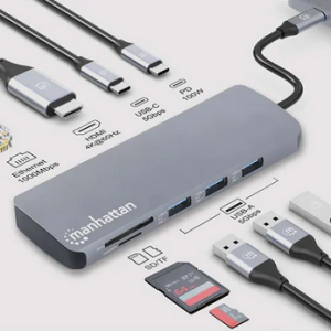 Manhattan docking USB-C 9 u 1 HDMI 4K@60Hz