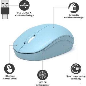 Port miš OFFICE bežični USB-A/USB-C,svijetlo-plava