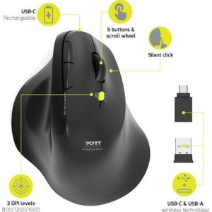Port miš ERGO SOFT BT+WL, punjivi, crni