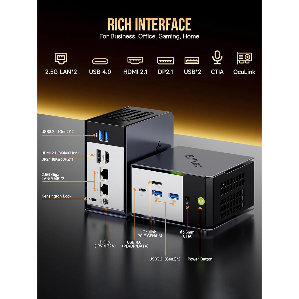 Mini PC GMKtec EVO-X1- AMD Ryzen AI 9 HX 370 - 32GB RAM + 1TB SSD WIN 11 Pro - Slika 4