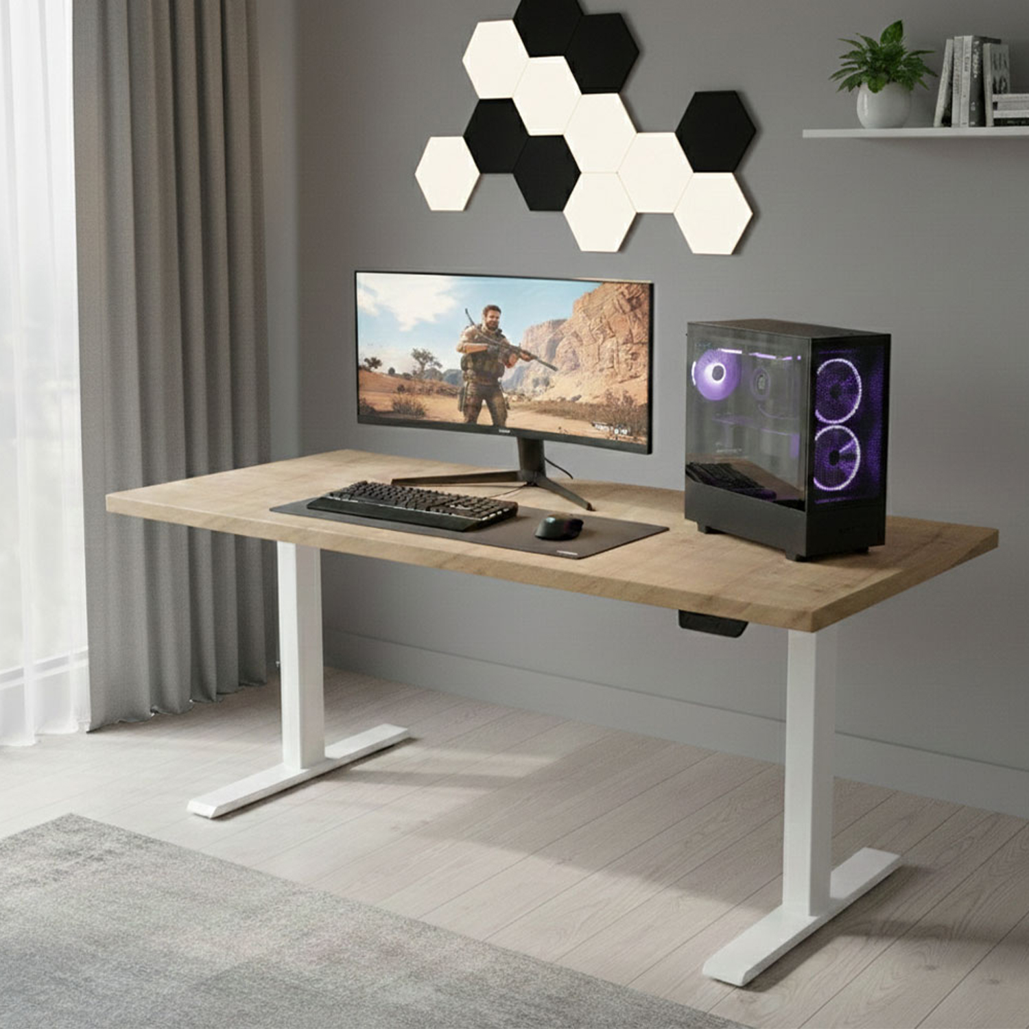 UVI LITE V2 električni stol Chalet Oak i bijeli okvir - Slika 2