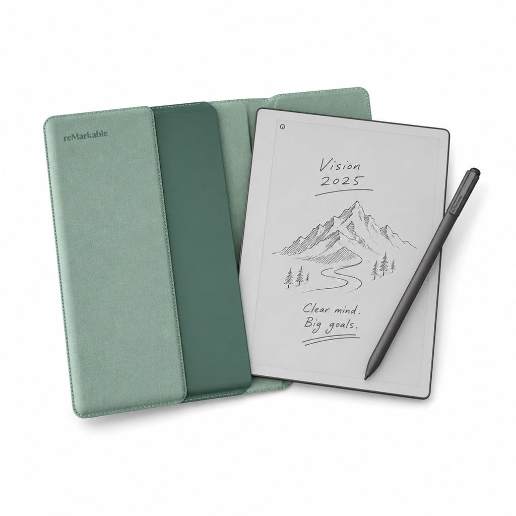 Tablet reMarkable Paper Pure + Marker Plus + Sleeve Folio Mist Green
