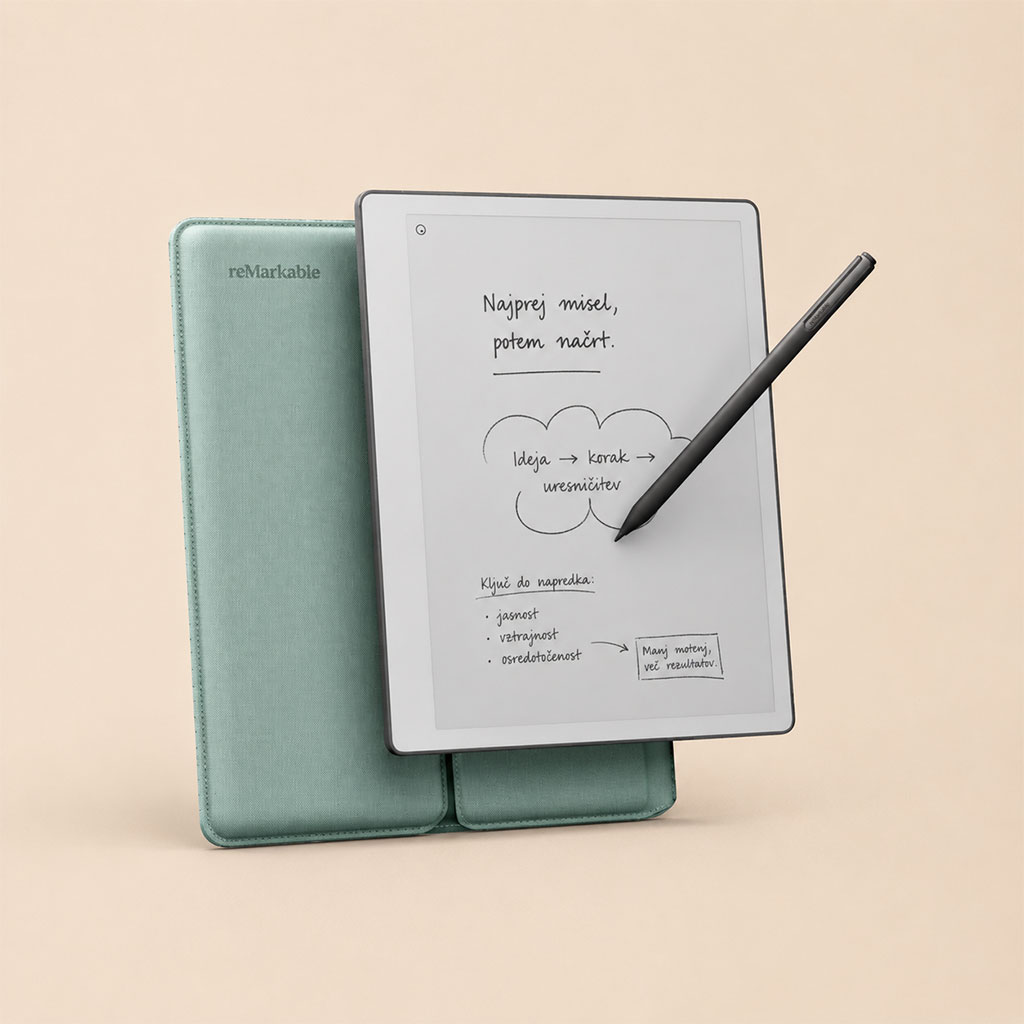 Tablet reMarkable Paper Pure + Marker Plus + Sleeve Folio Mist Green - Slika 2