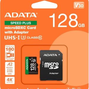 ADATA microSD U3, V30, 180/160MBs, 128GB