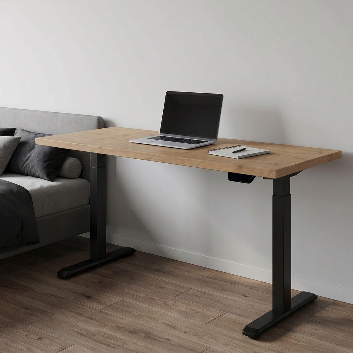UVI STANDARD V2 električni sit-stand stol - Chalet Oak i crni okvir - Slika 3