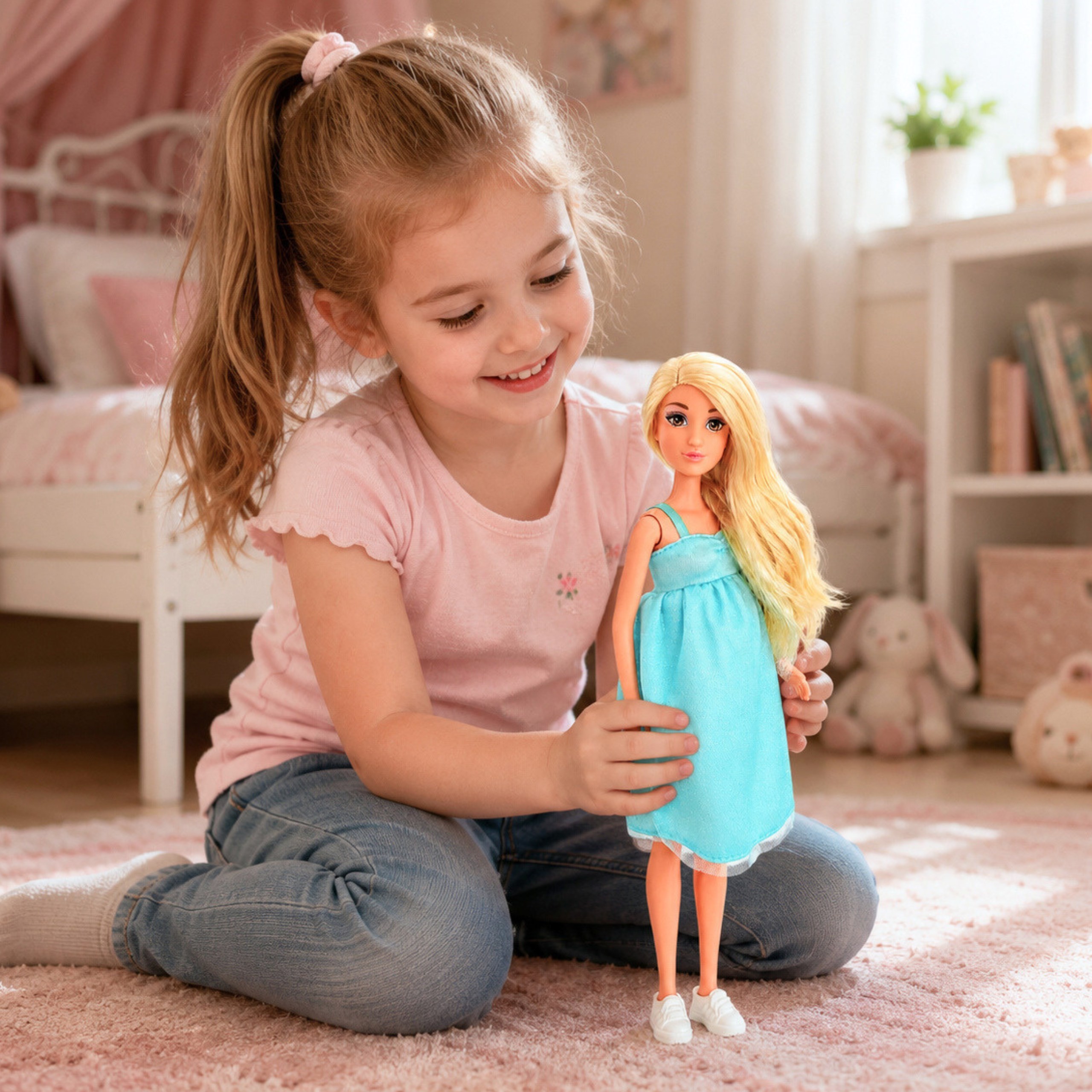 WOOPIE ROYAL Lily Doll with Pregnant Belly Baby Blue Dress - Slika 2