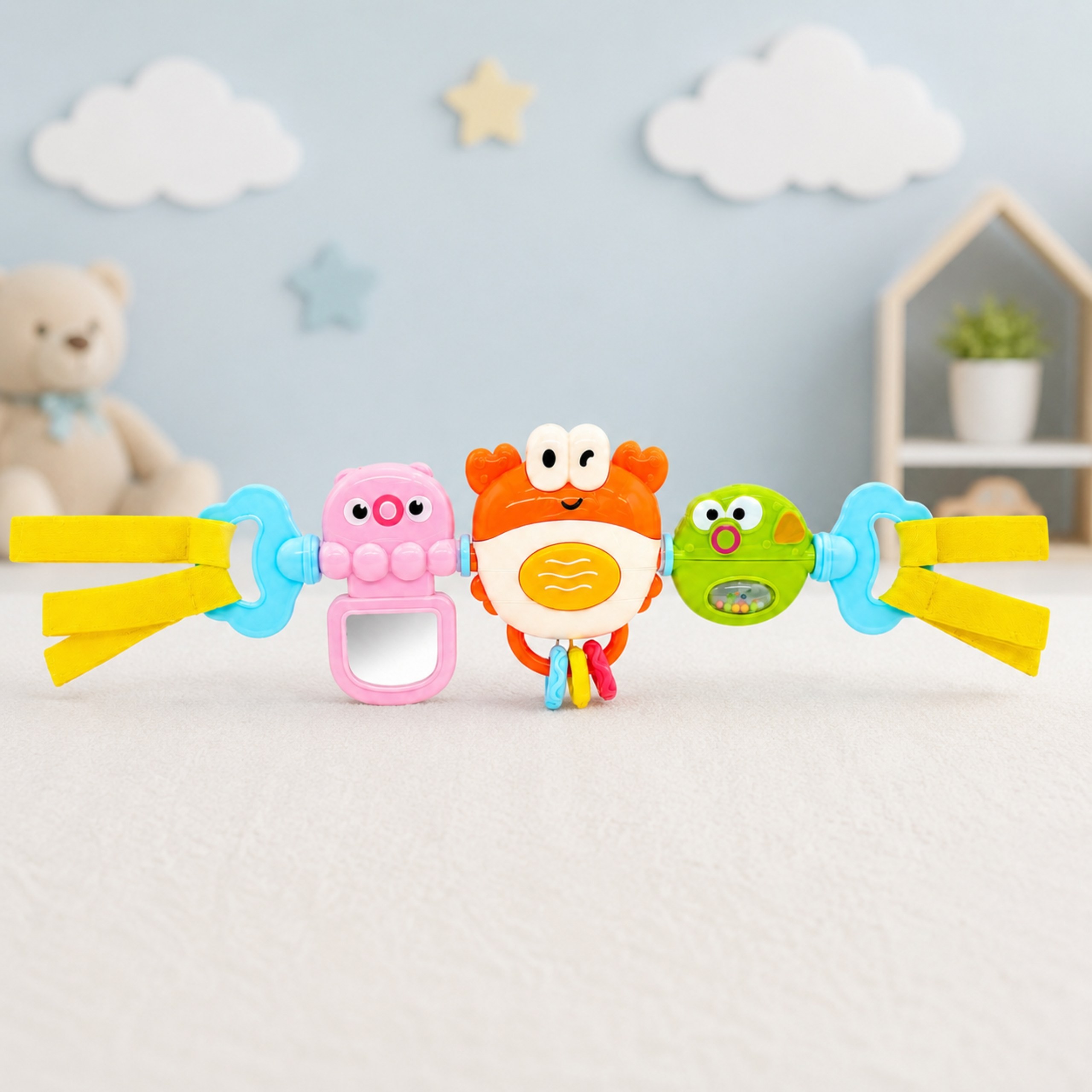 WOOPIE BABY Pendant for Stroller Crib Sensory Playing Crab Mirror Fish 6m - Slika 3