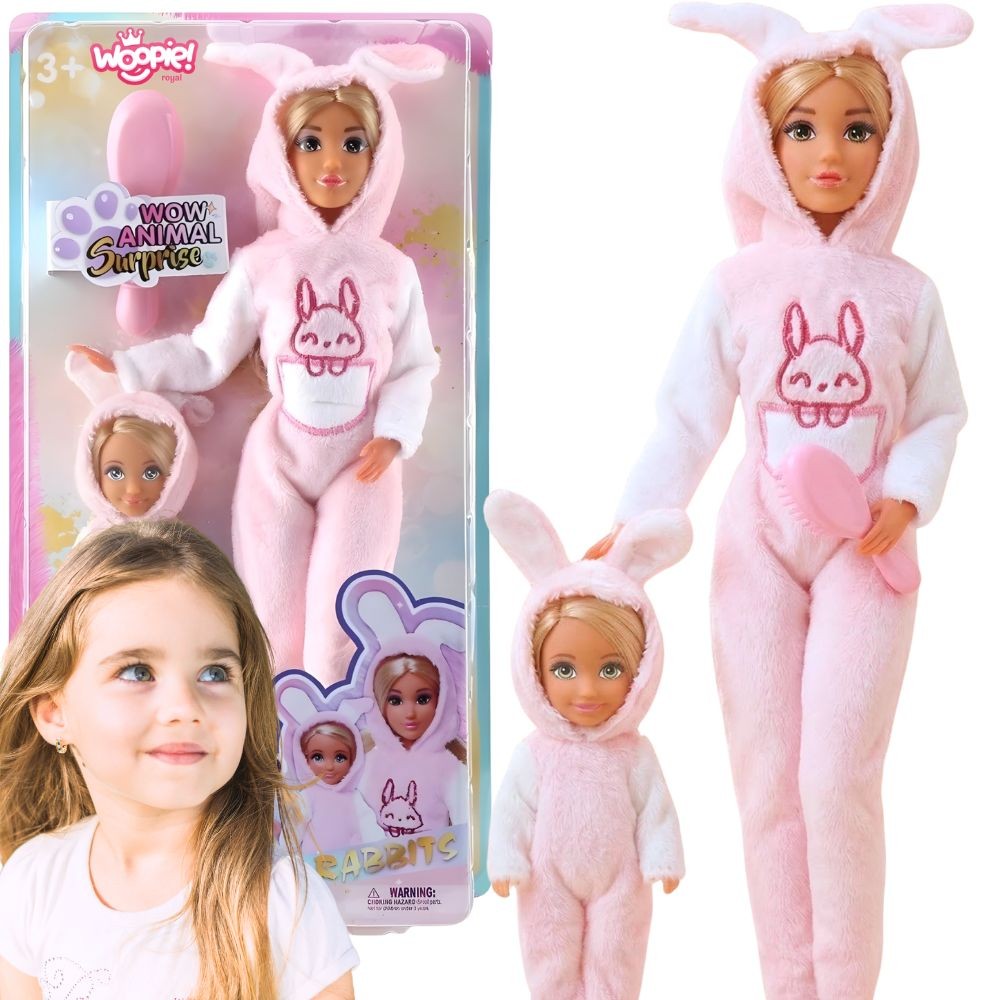 WOOPIE ROYAL Dolls Overalls Pink Bunnies Set of 2