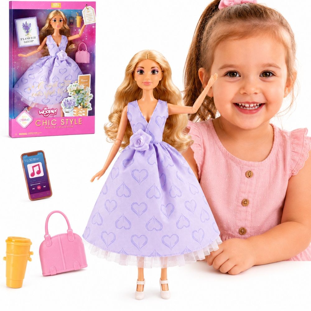 WOOPIE ROYAL Lily Doll Long Blonde Hair 30cm Lavender Dress Accessories