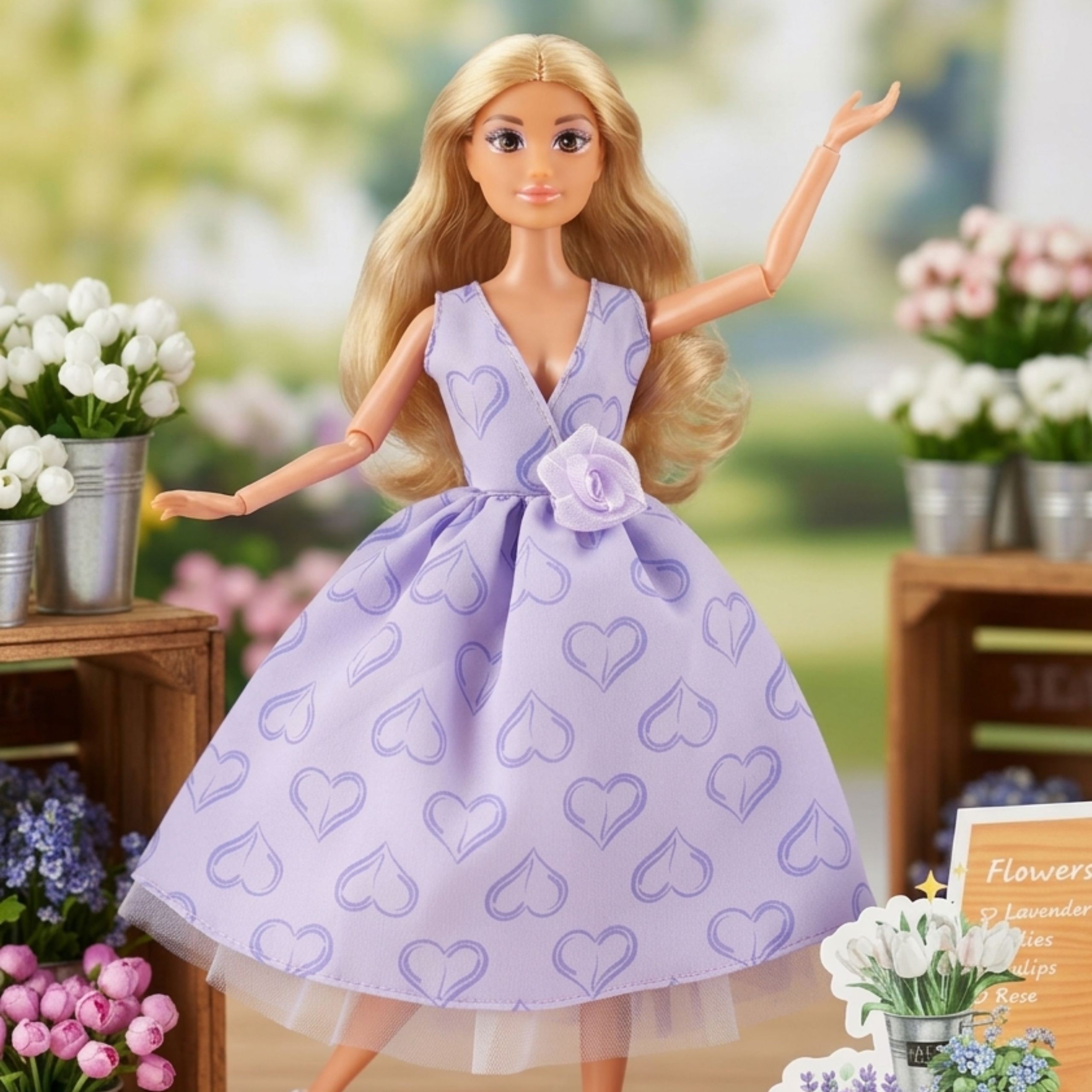 WOOPIE ROYAL Lily Doll Long Blonde Hair 30cm Lavender Dress Accessories - Slika 2
