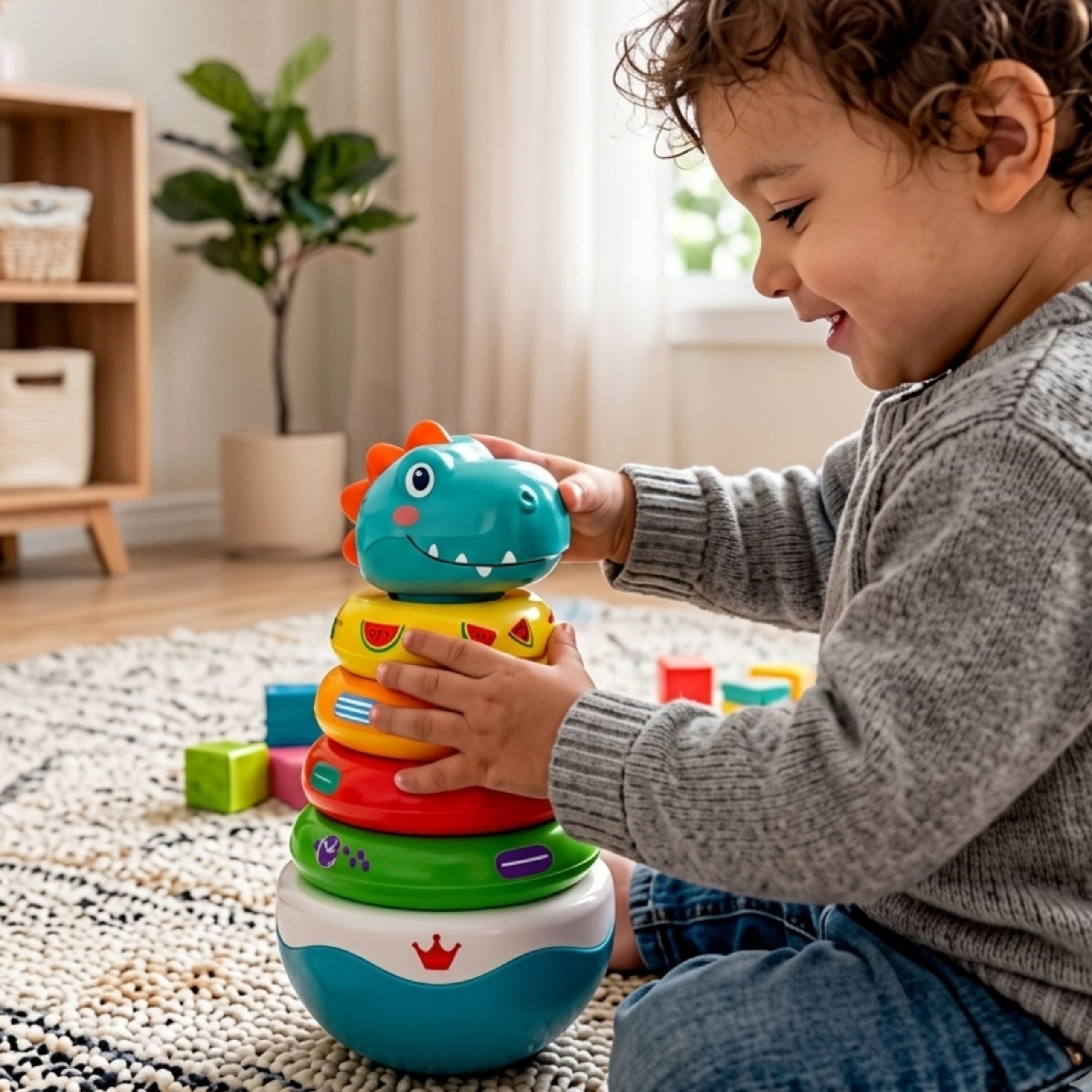 WOOPIE BABY Sensory Toy Dino Pyramid Puzzle for Babies - Slika 3