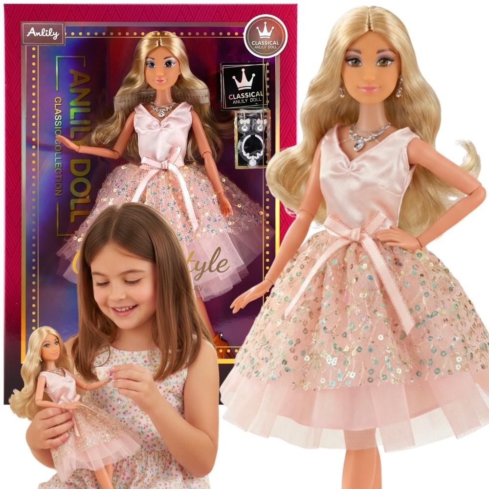 WOOPIE ROYAL Lily Doll 30 cm Long Blonde Hair Pink Dress Jewelry