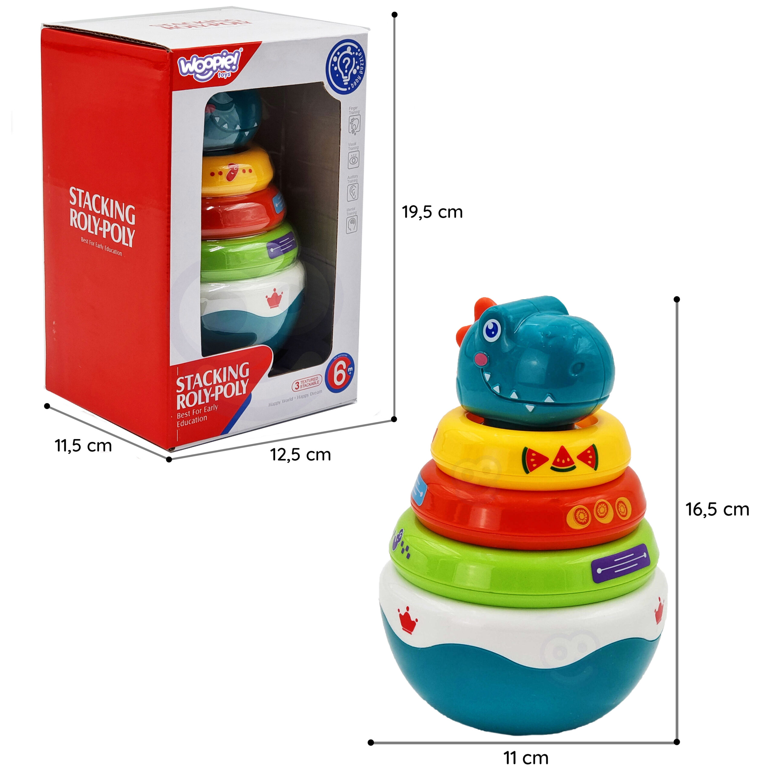 WOOPIE BABY Sensory Toy Dino Pyramid Puzzle for Babies - Slika 6