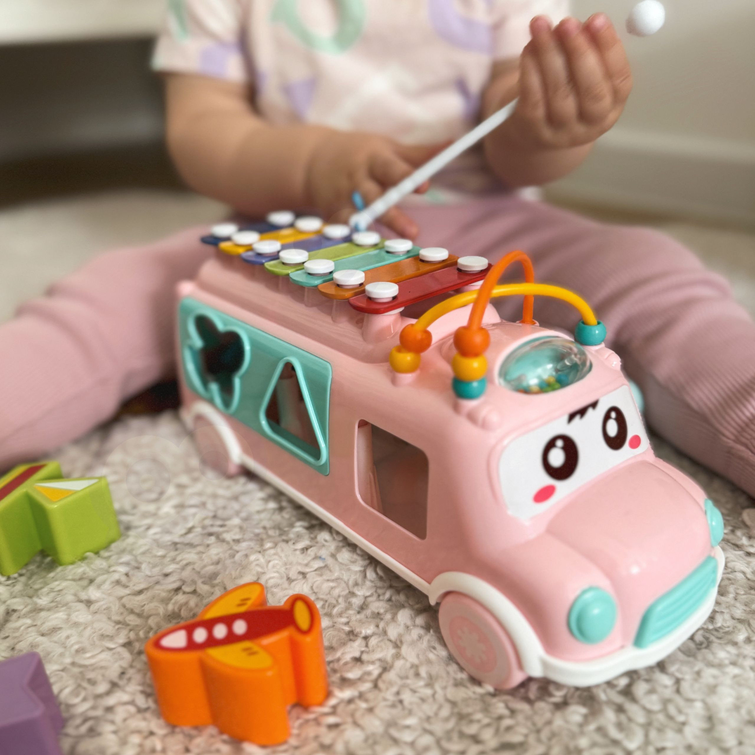 WOOPIE BABY Musical Car Sorter with Cymbals Pink - Slika 3