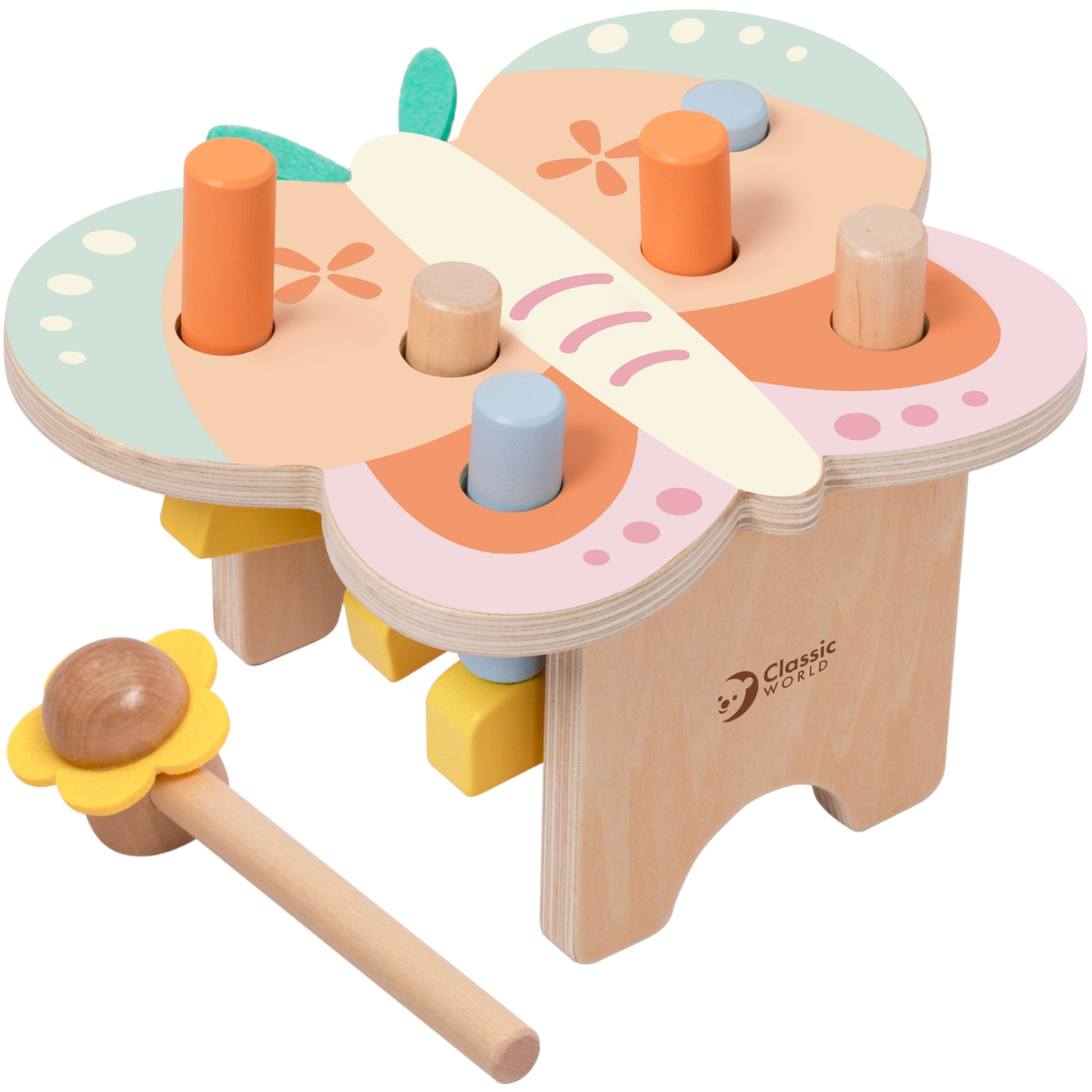 CLASSIC WORLD Montessori Pastel Butterfly Hammer with Hammer 8 pcs. - Slika 3