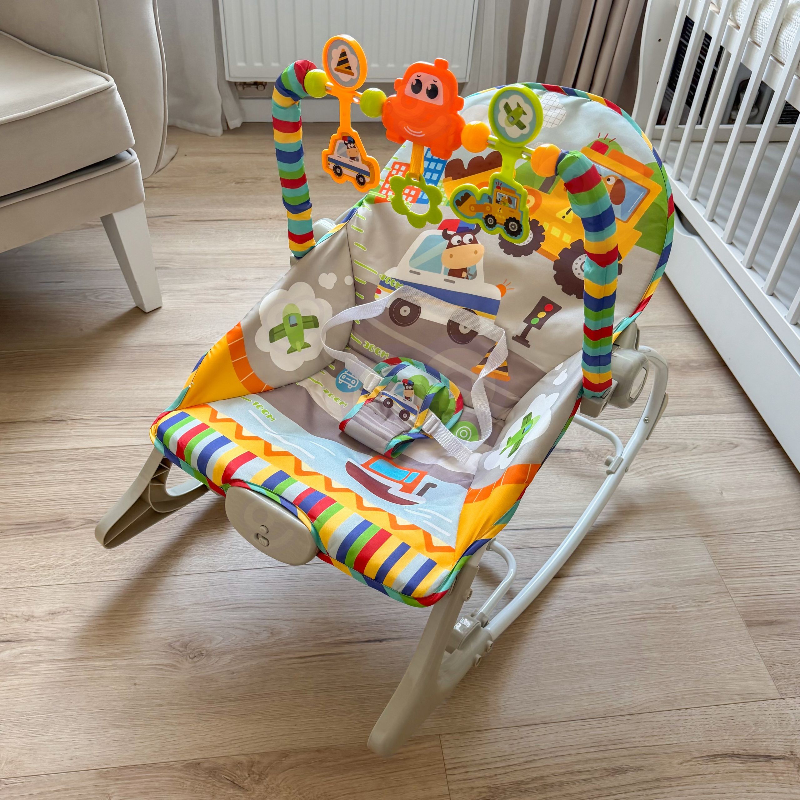 WOOPY BABY Interactive Bouncer with Vibration and Arch, Multicolor - Slika 3