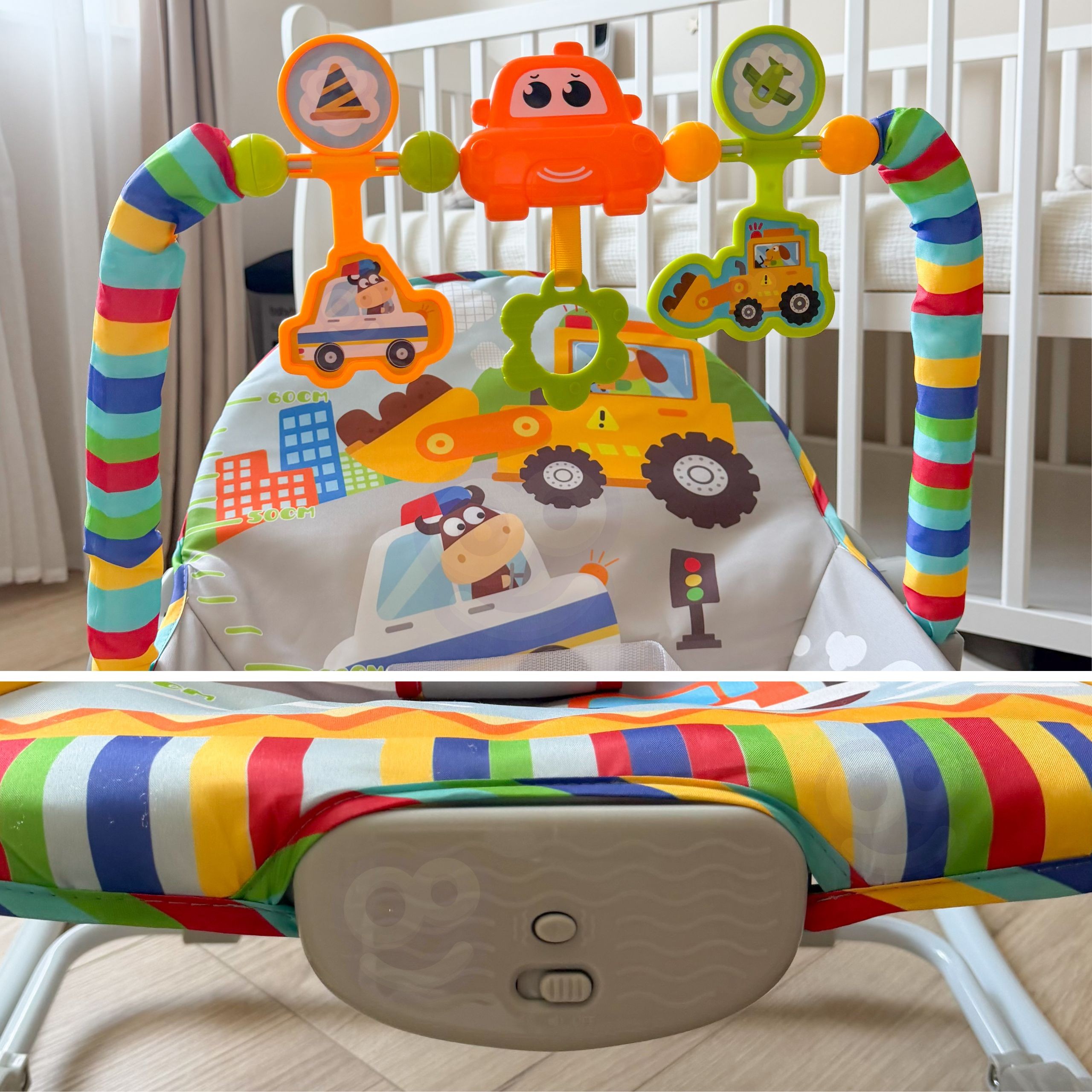 WOOPY BABY Interactive Bouncer with Vibration and Arch, Multicolor - Slika 4