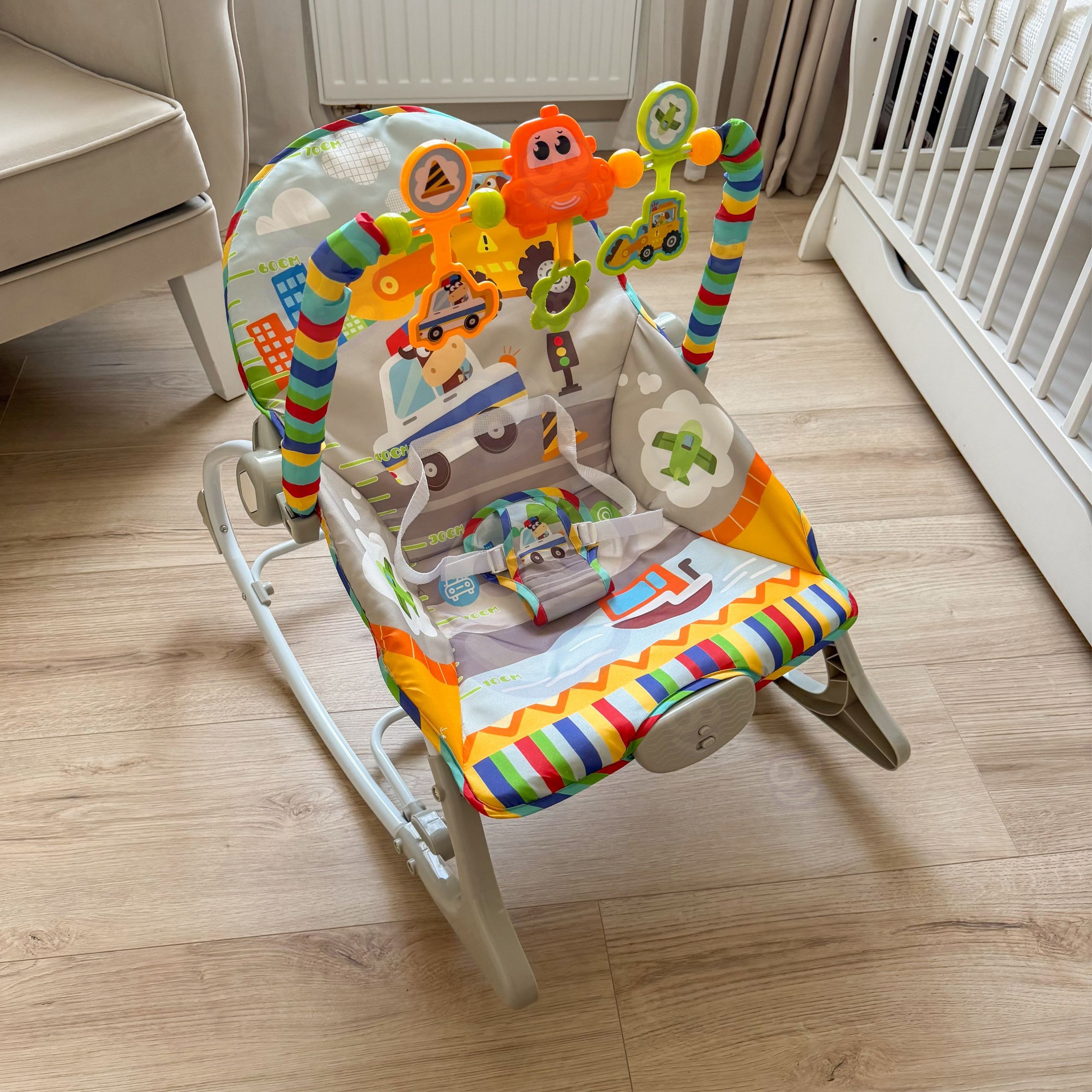 WOOPY BABY Interactive Bouncer with Vibration and Arch, Multicolor - Slika 5