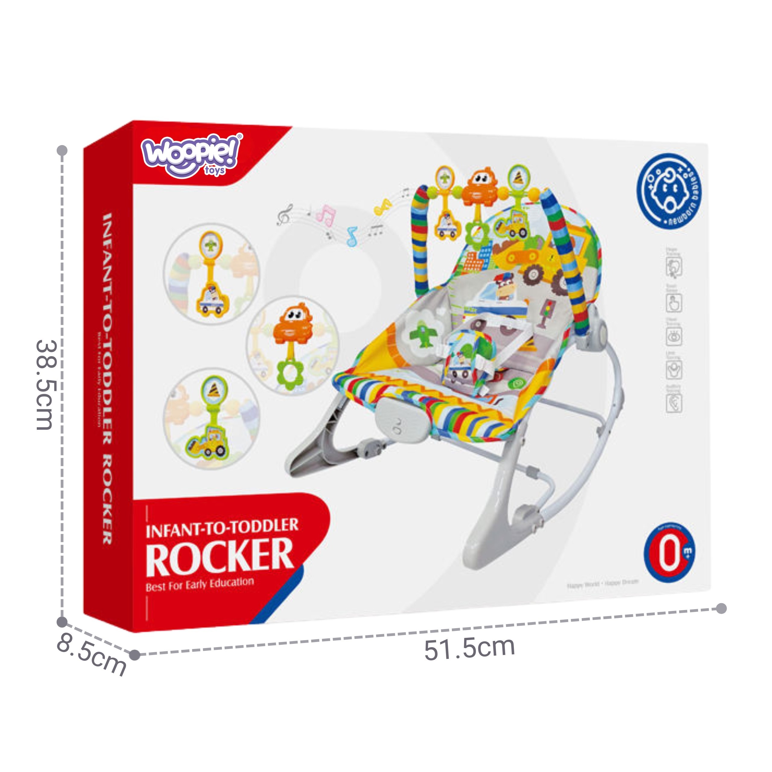 WOOPY BABY Interactive Bouncer with Vibration and Arch, Multicolor - Slika 8