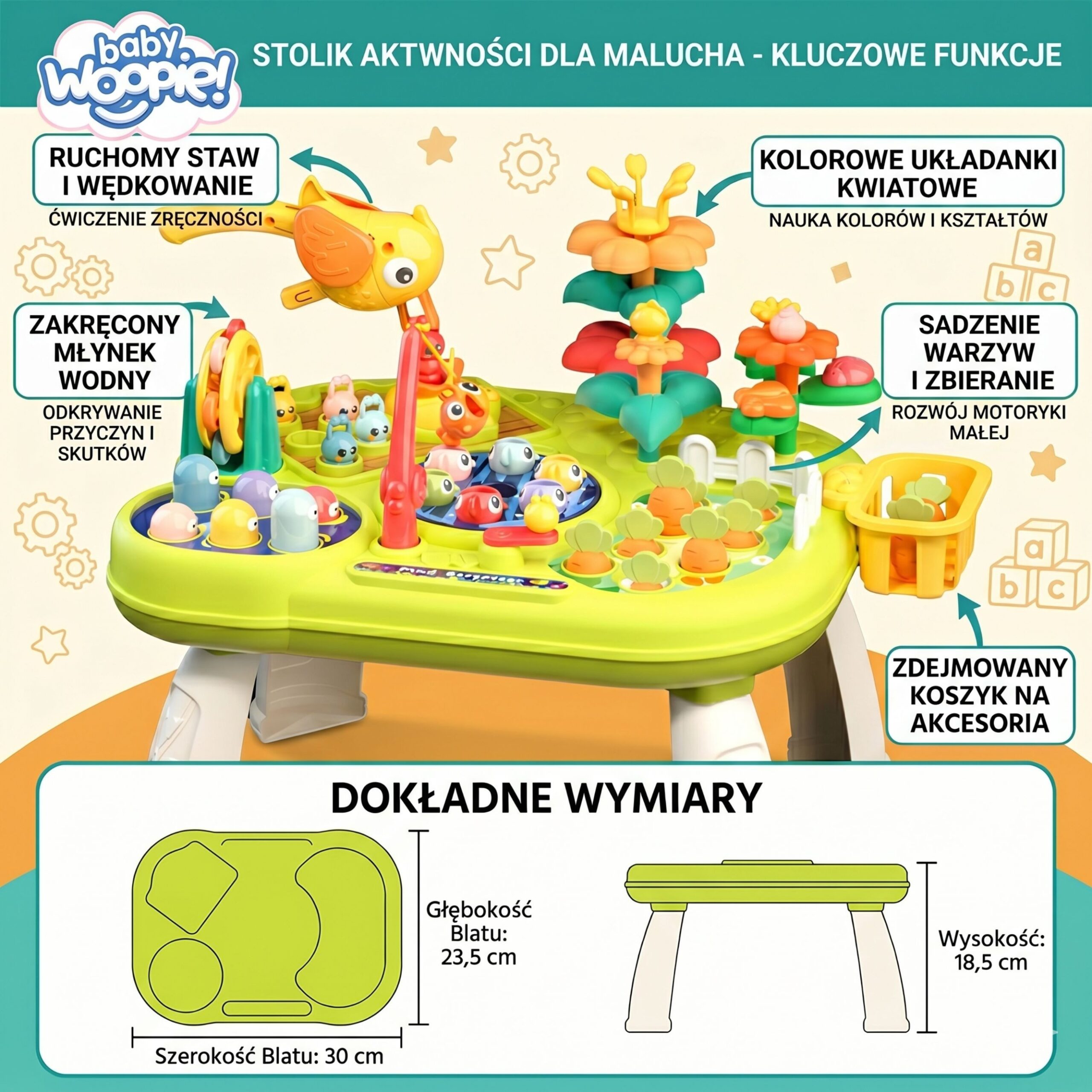 WOOPIE BABY Interactive 8-in-1 Montessori Educational Multi-Table - Slika 4