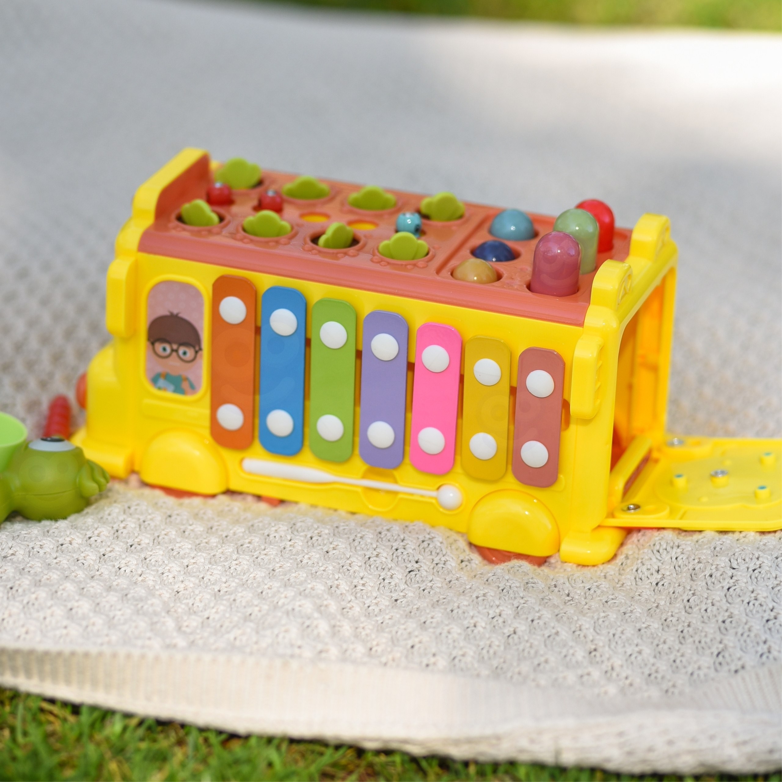 WOOPIE BABY Interactive Montessori Bus Educational 6 in 1 Hammer Cymbals +18 m - Slika 3