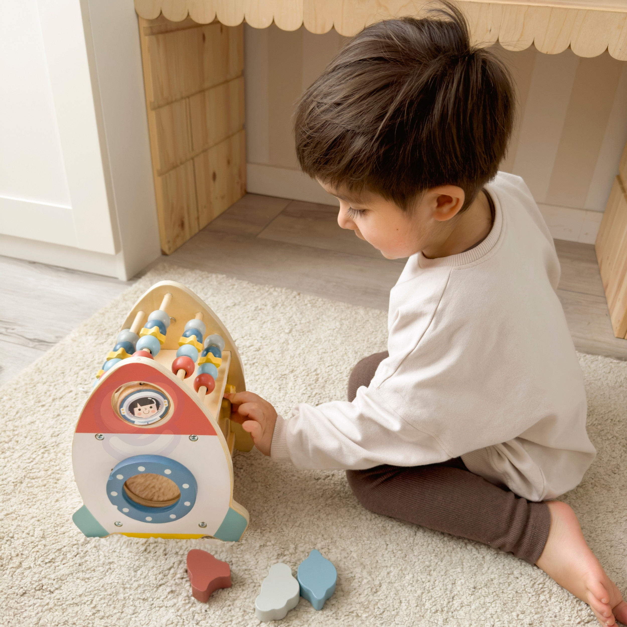 TOOKY TOY Space Rocket Activity Sorter Wooden Maze - Slika 3