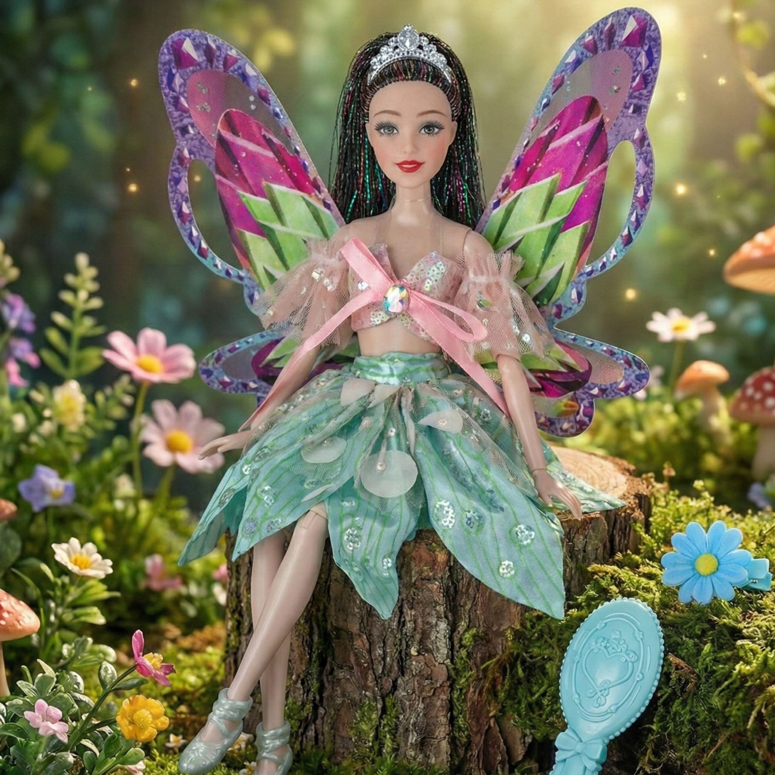 WOOPIE ROYAL Emi Fairy Doll with Colorful Wings and Hairbrush - Slika 2