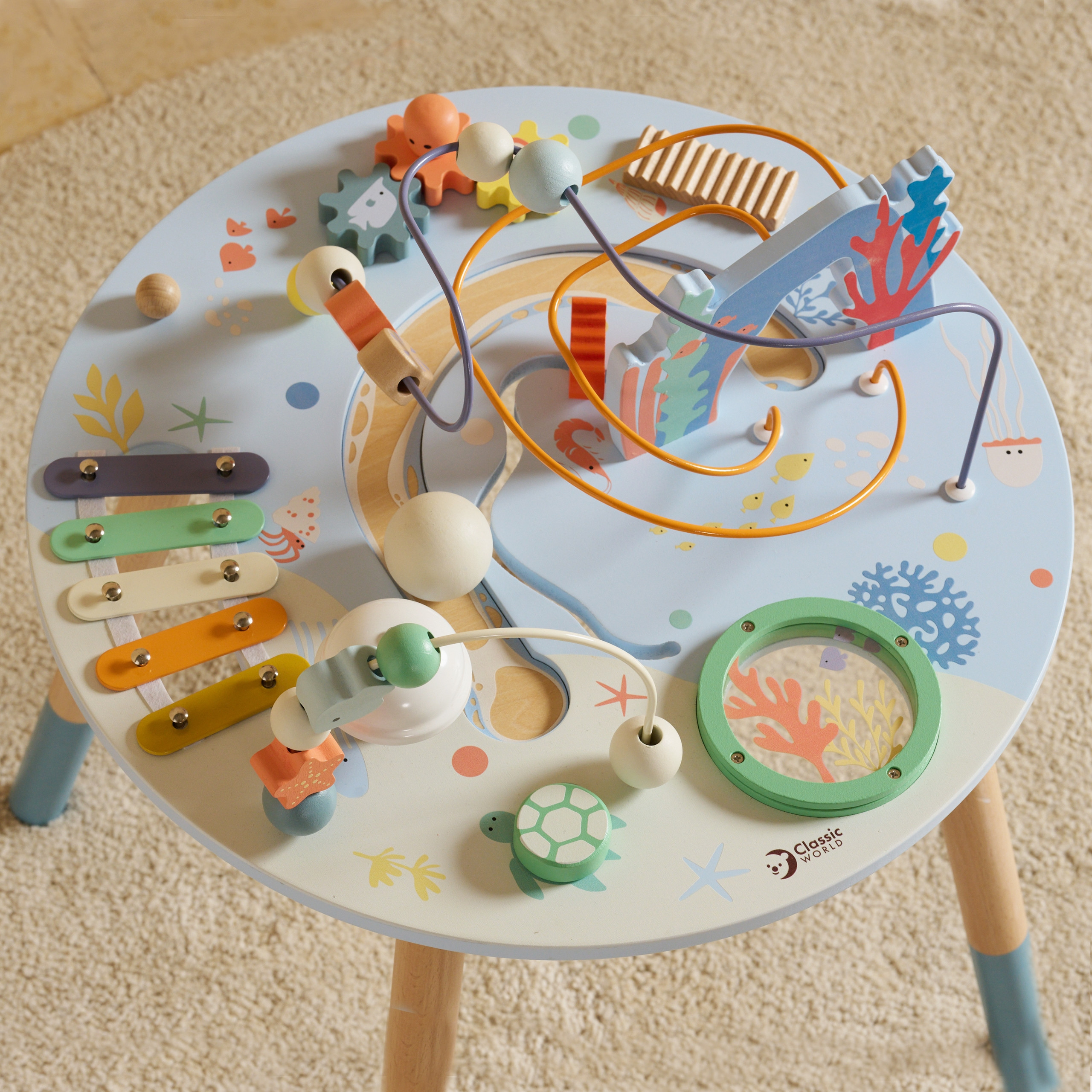 CLASSIC WORLD Wooden Activity Table "Sea Life" Musical and Educational - Slika 6