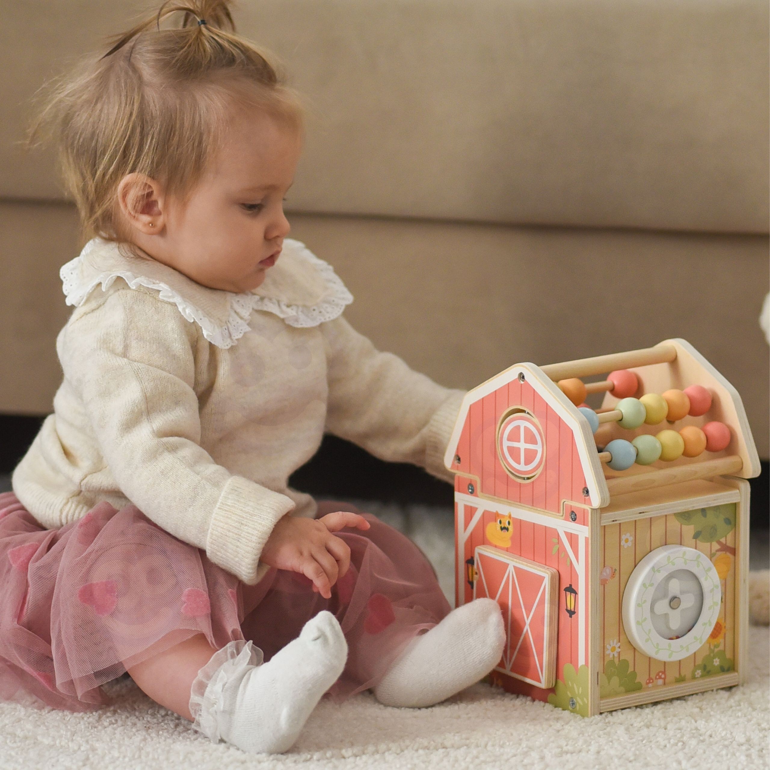 TOOKY TOY Wooden Barn Activity Sorter Montessori Abacus - Slika 3