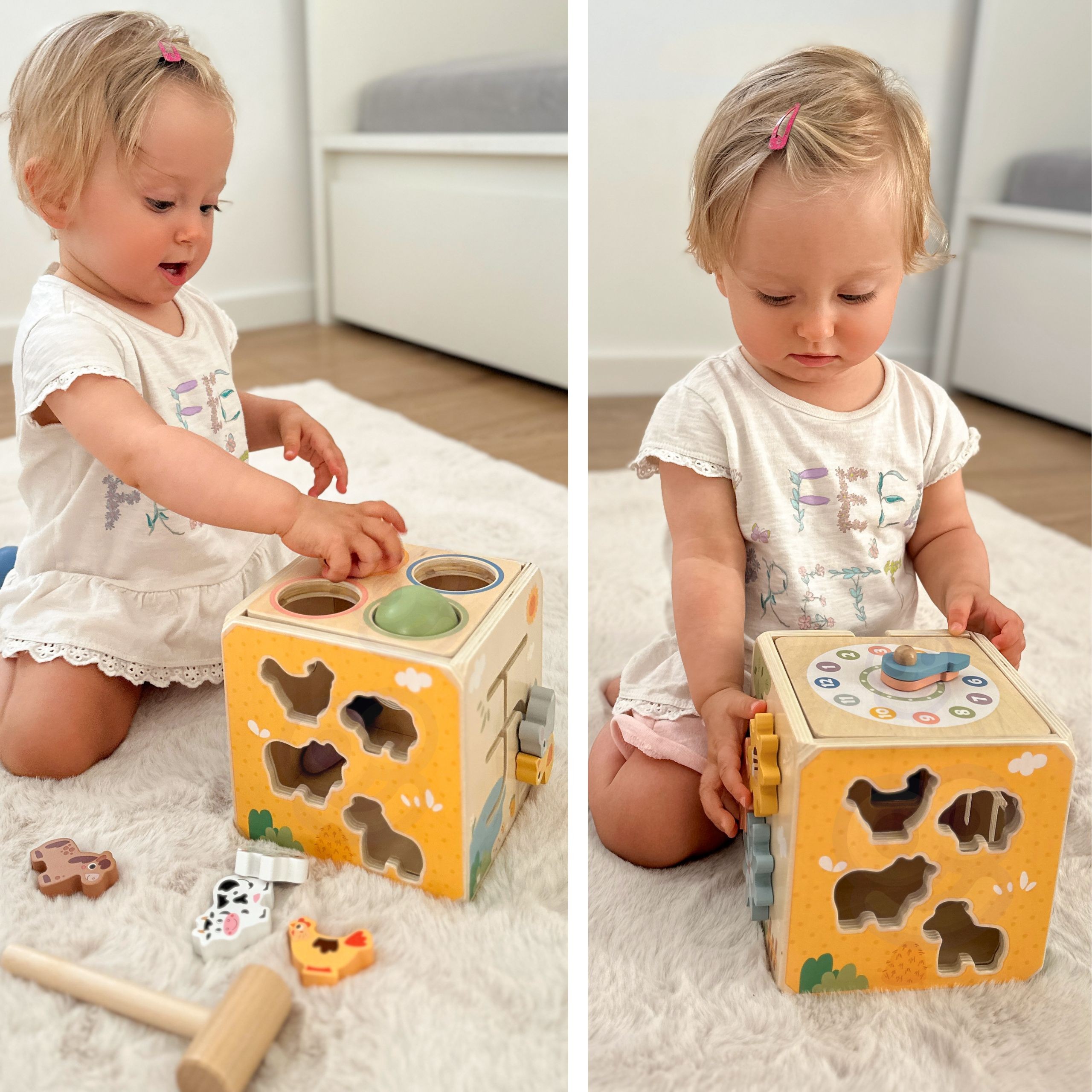 TOOKY TOY Wooden Spring Educational Cube 5-in-1 - Slika 4