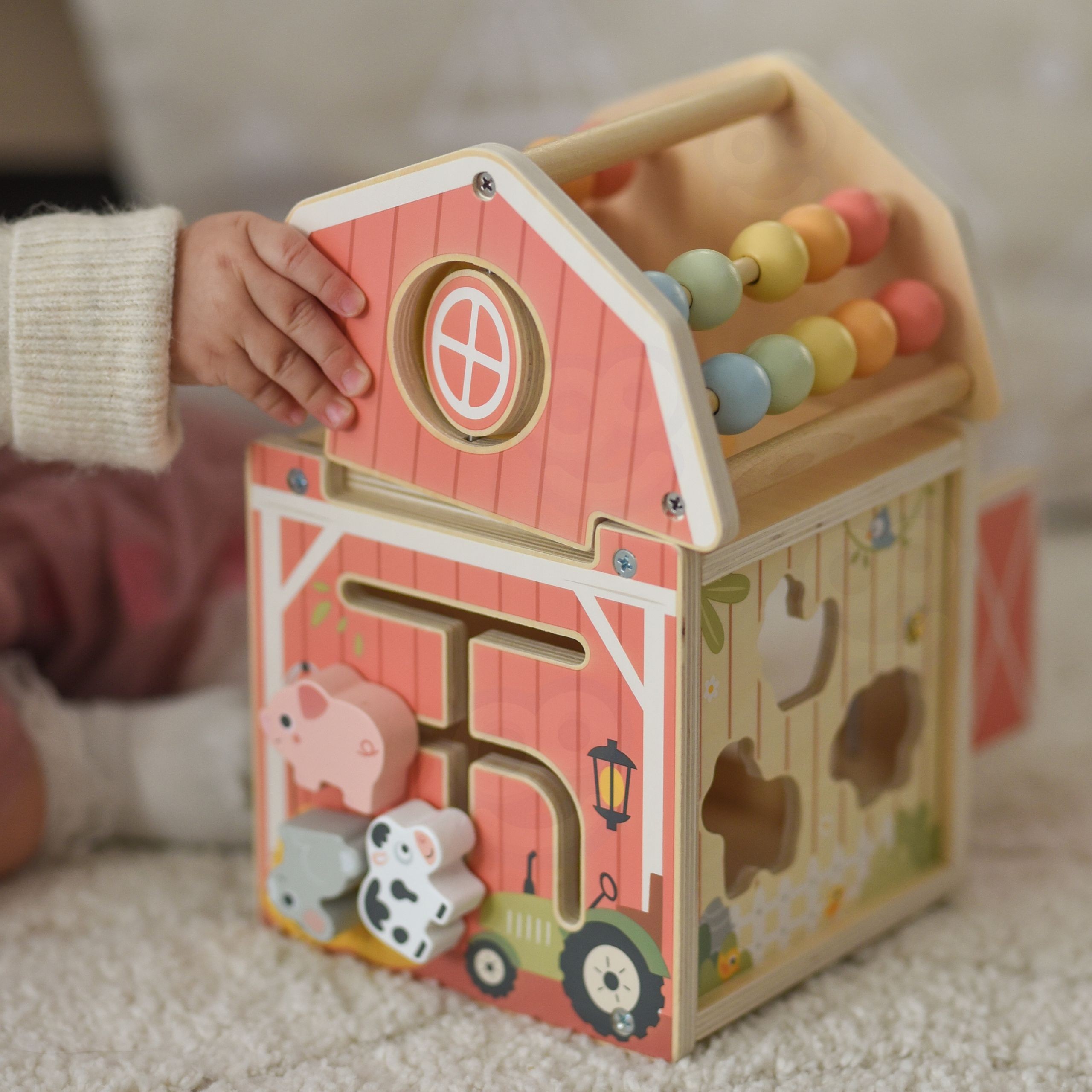 TOOKY TOY Wooden Barn Activity Sorter Montessori Abacus - Slika 6