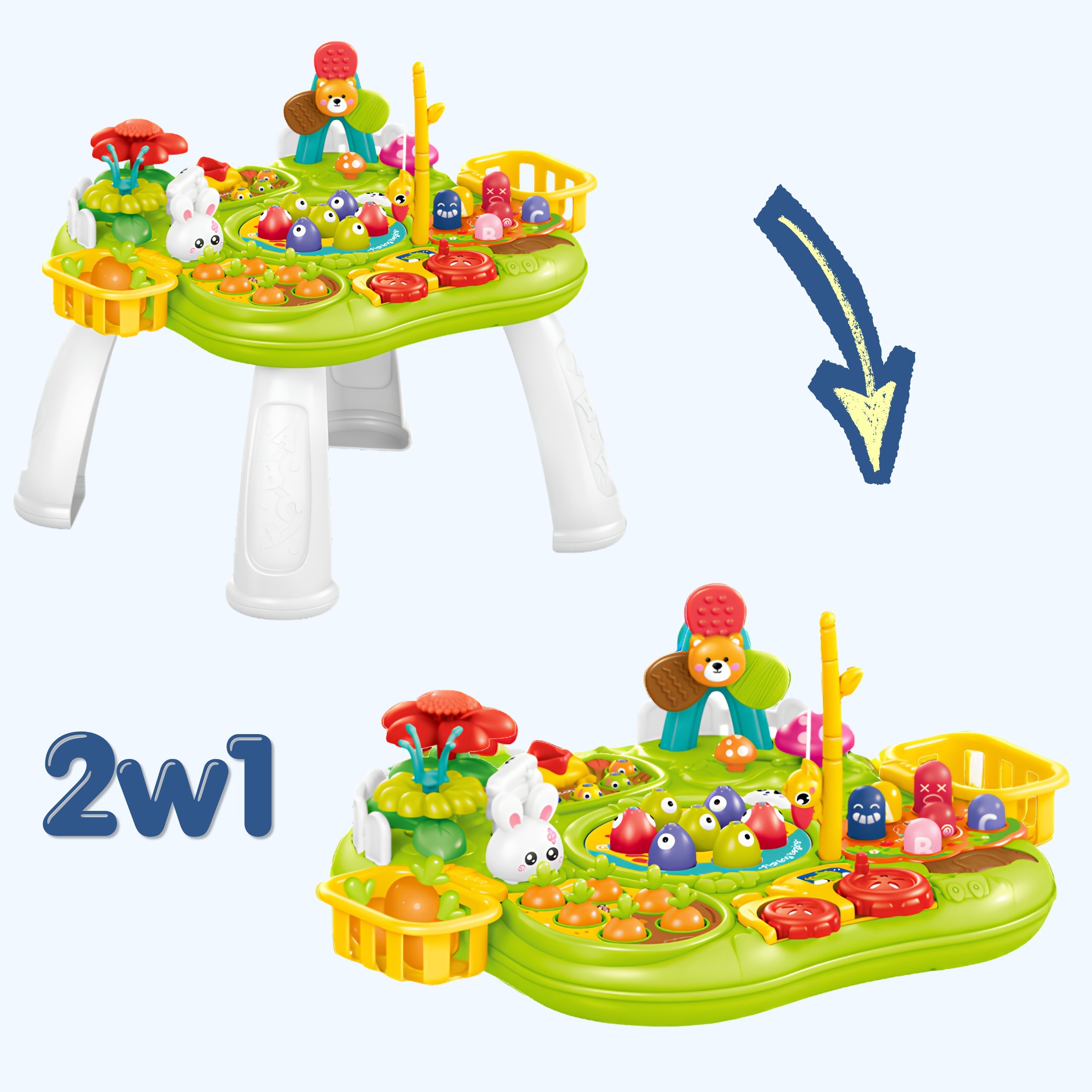 WOOPIE BABY Interactive Educational Table 2 in 1 Game Fishing Hammer Sorter Sound Light - Slika 3