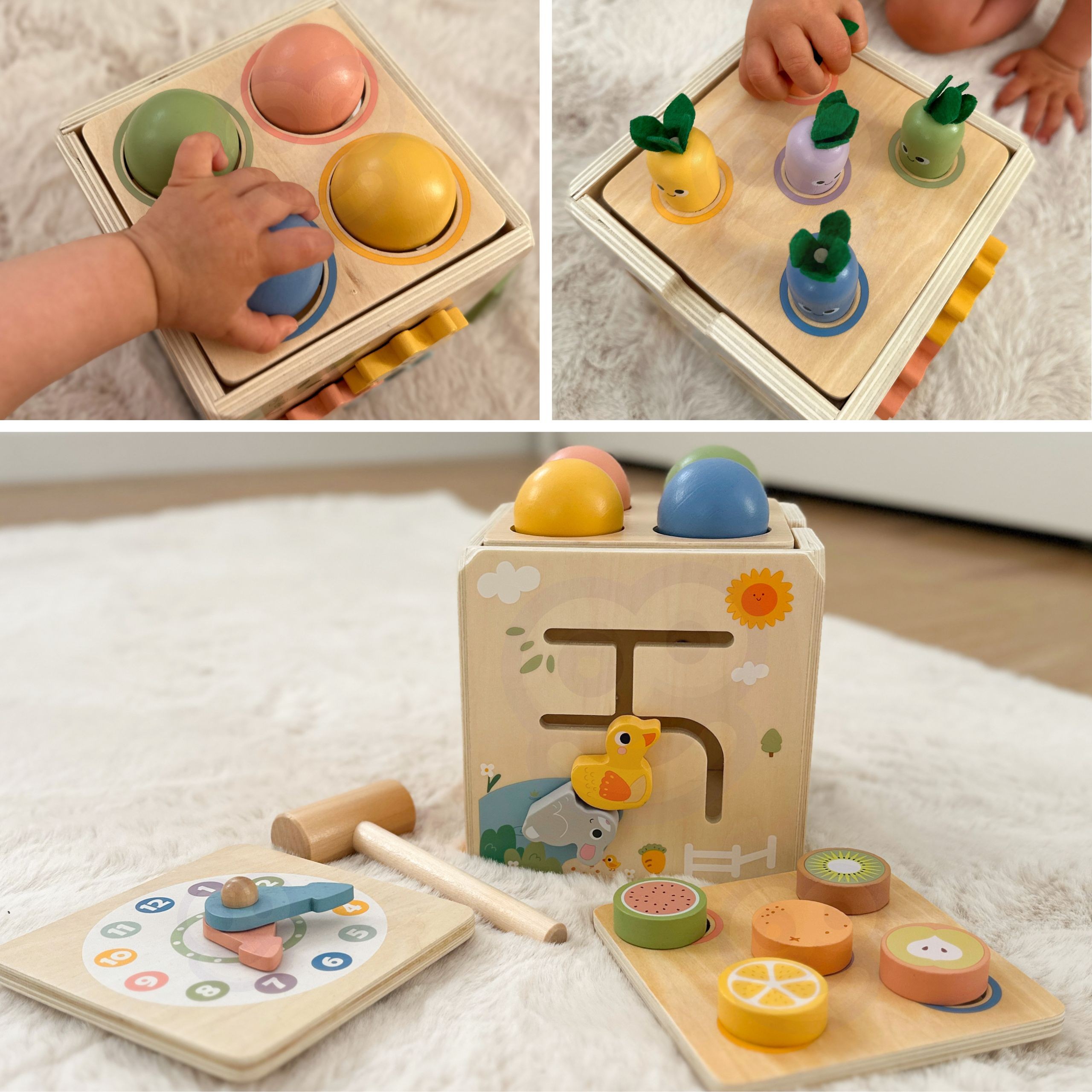 TOOKY TOY Wooden Spring Educational Cube 5-in-1 - Slika 6