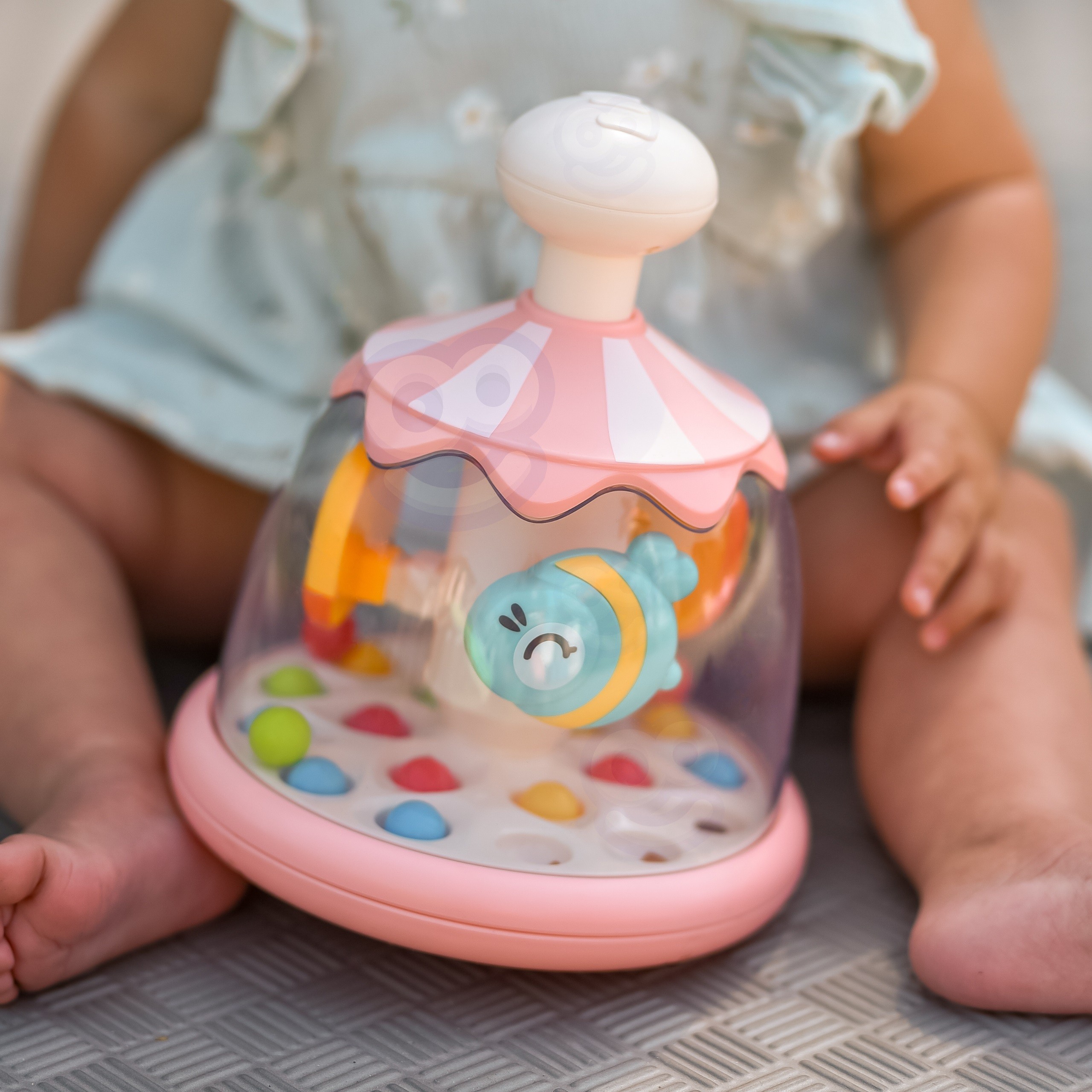 WOOPIE BABY Colorful Animals Pink Spinning Top with Balls Carousel - Slika 3