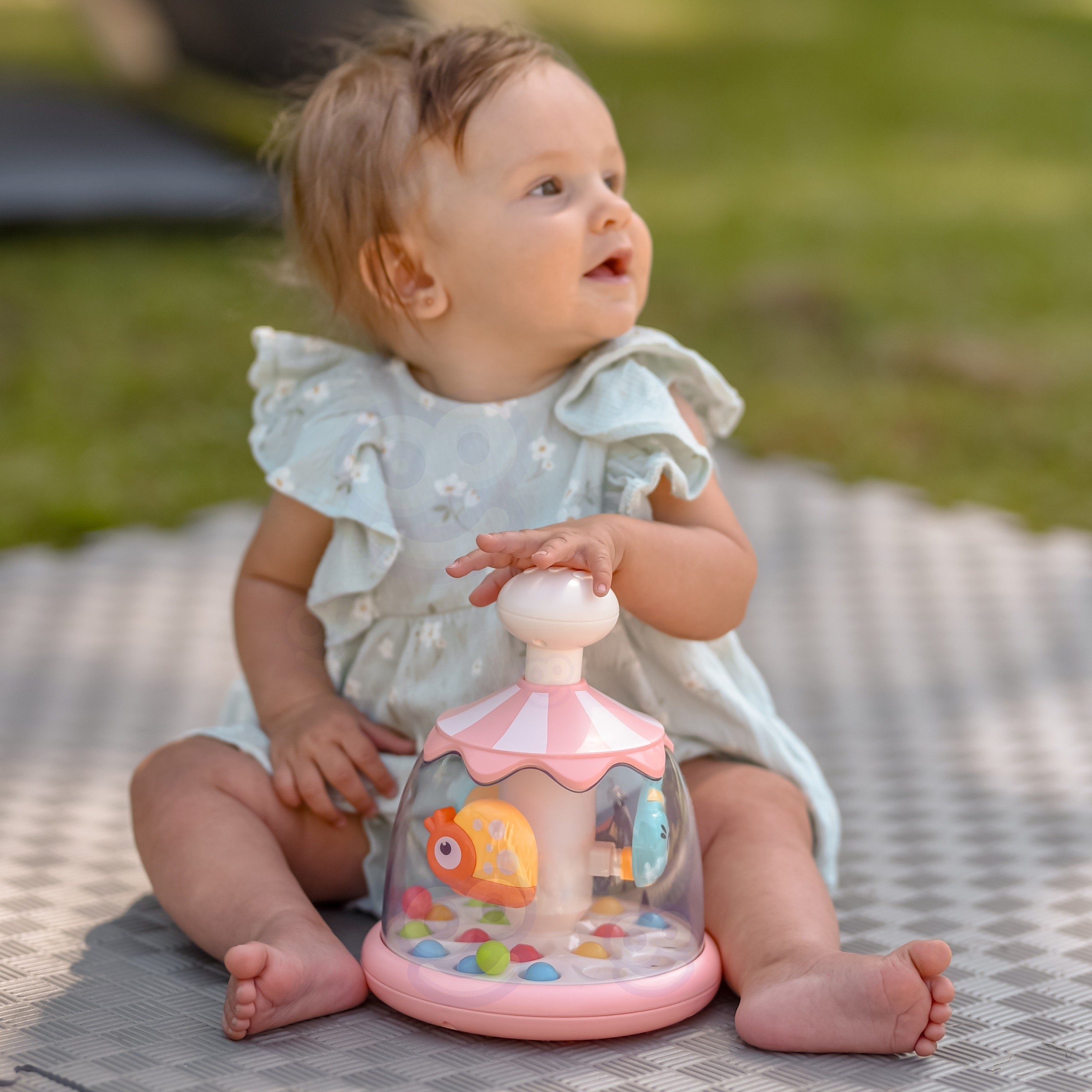 WOOPIE BABY Colorful Animals Pink Spinning Top with Balls Carousel - Slika 4
