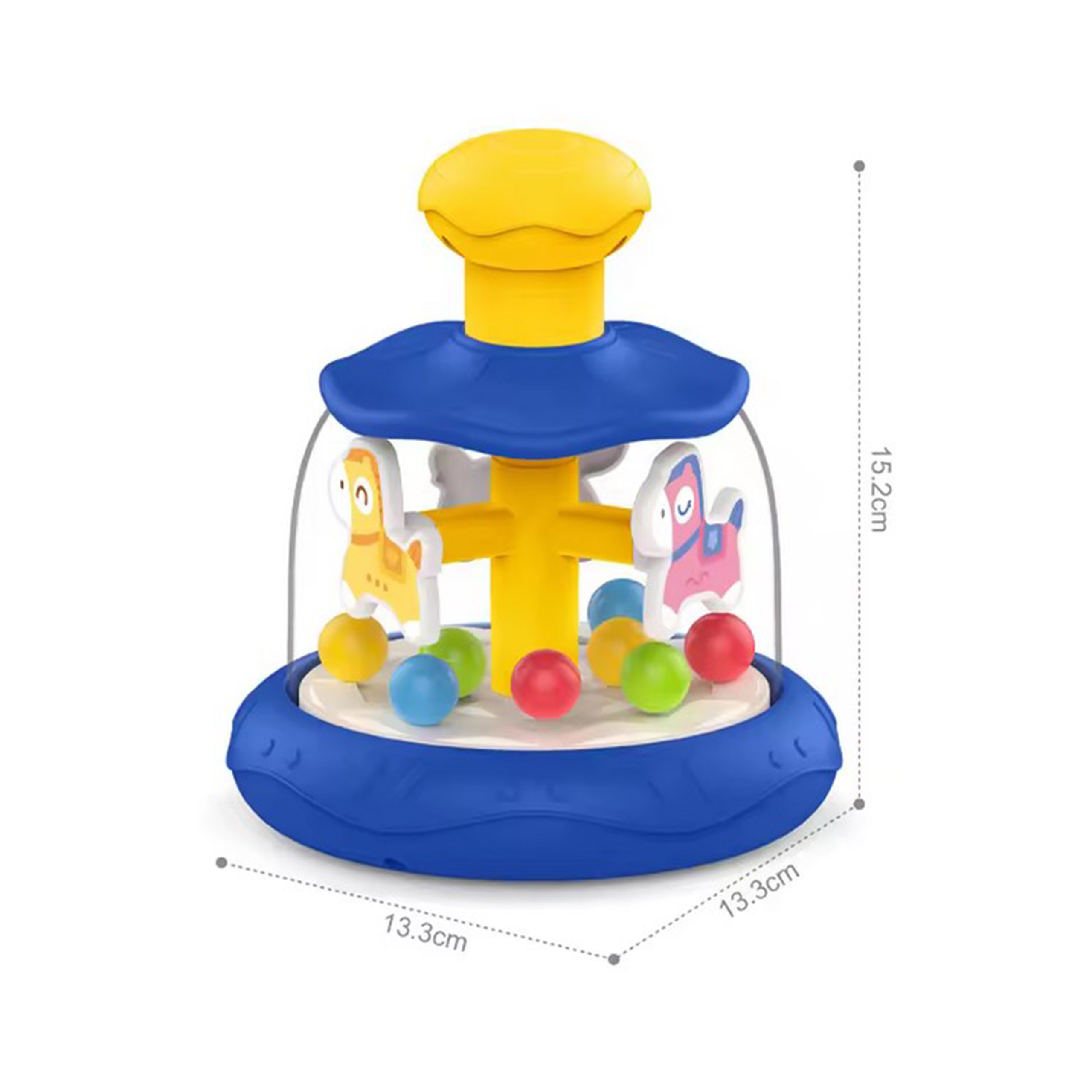 WOOPIE BABY Colorful Horses Blue Spinning Top Carousel with Balls - Slika 5