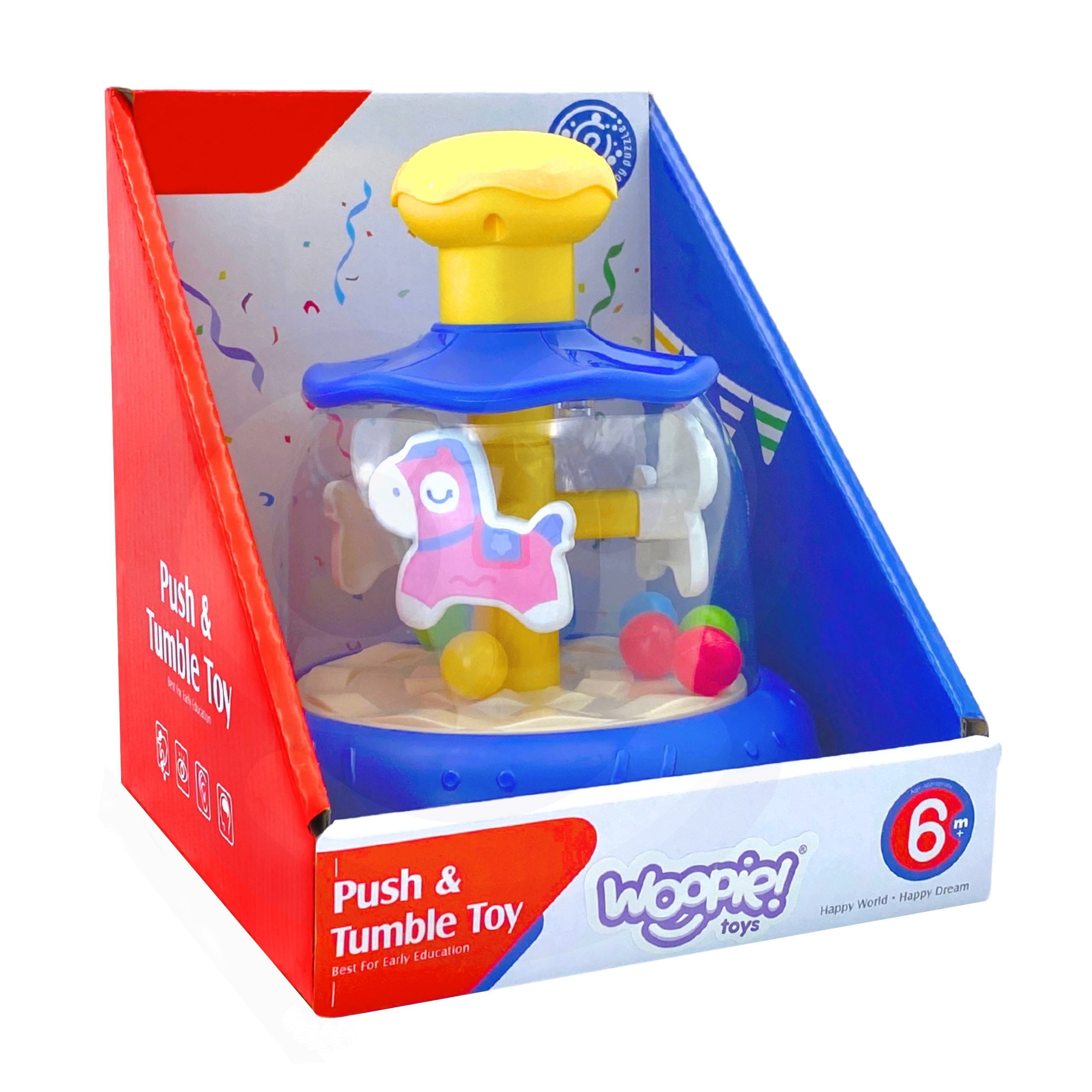 WOOPIE BABY Colorful Horses Blue Spinning Top Carousel with Balls - Slika 6