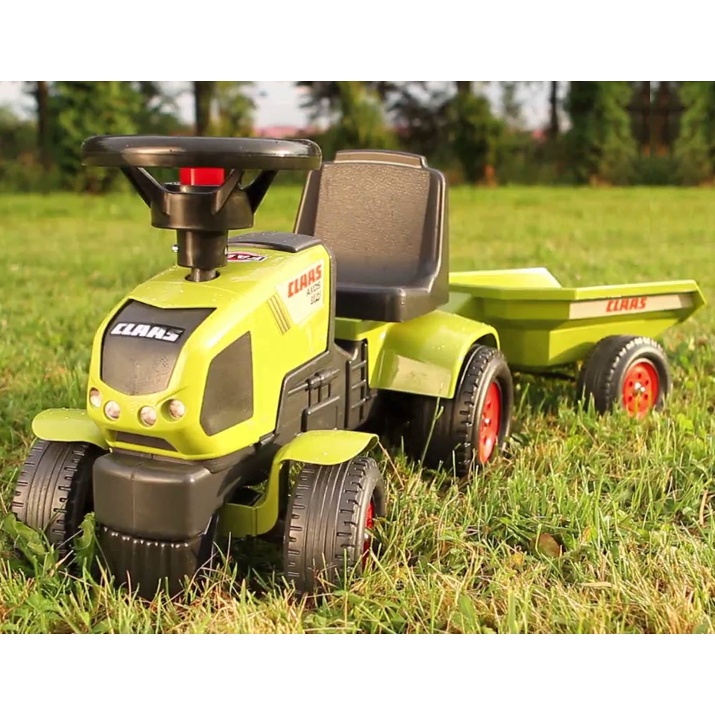 FALK Baby Claas Axos 310 Green Tractor with Trailer from 1 year - Slika 8