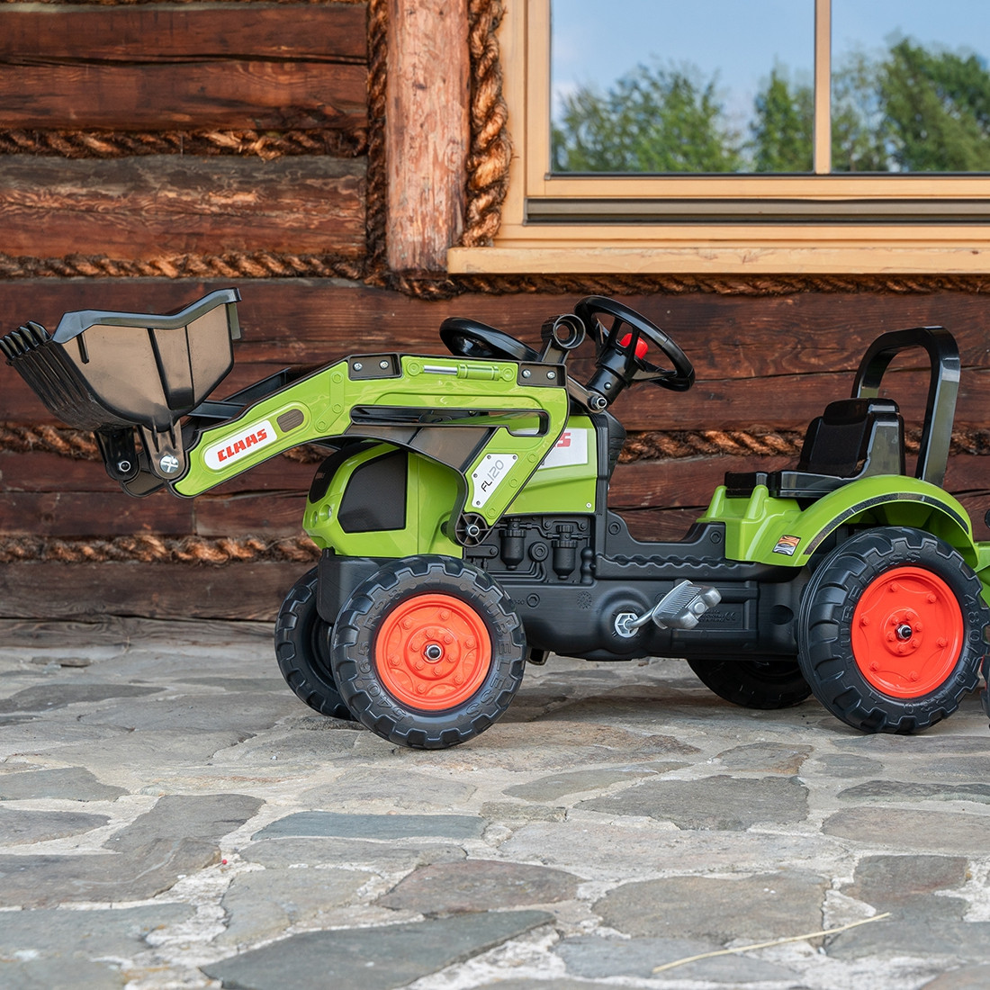 FALK Green Claas Pedal Tractor with Trailer + Horn from 2 Years Old. - Slika 3