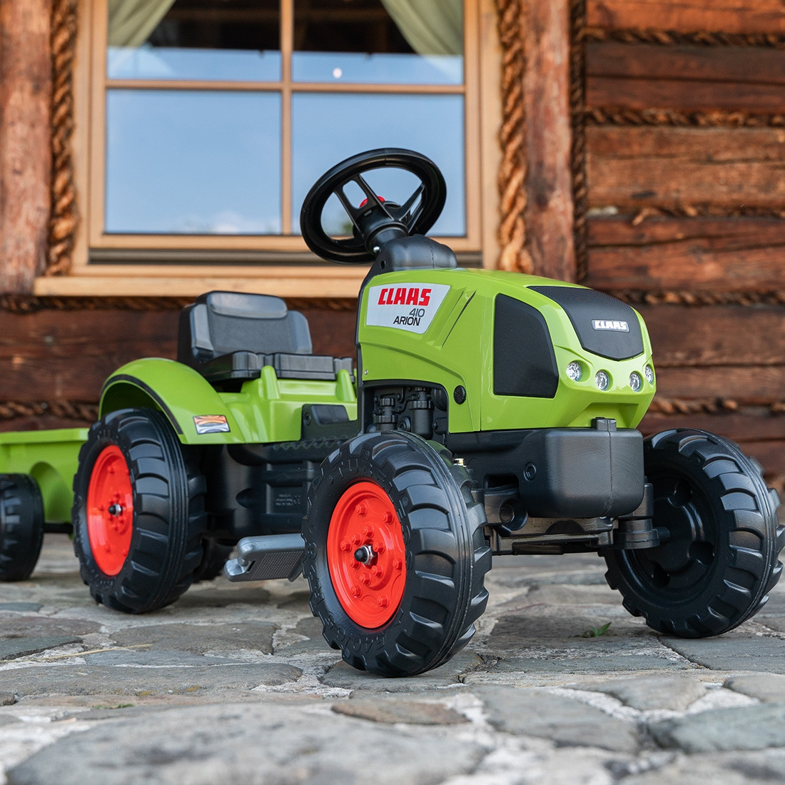 FALK Green Claas Pedal Tractor with Trailer + Horn from 2 Years Old. - Slika 4