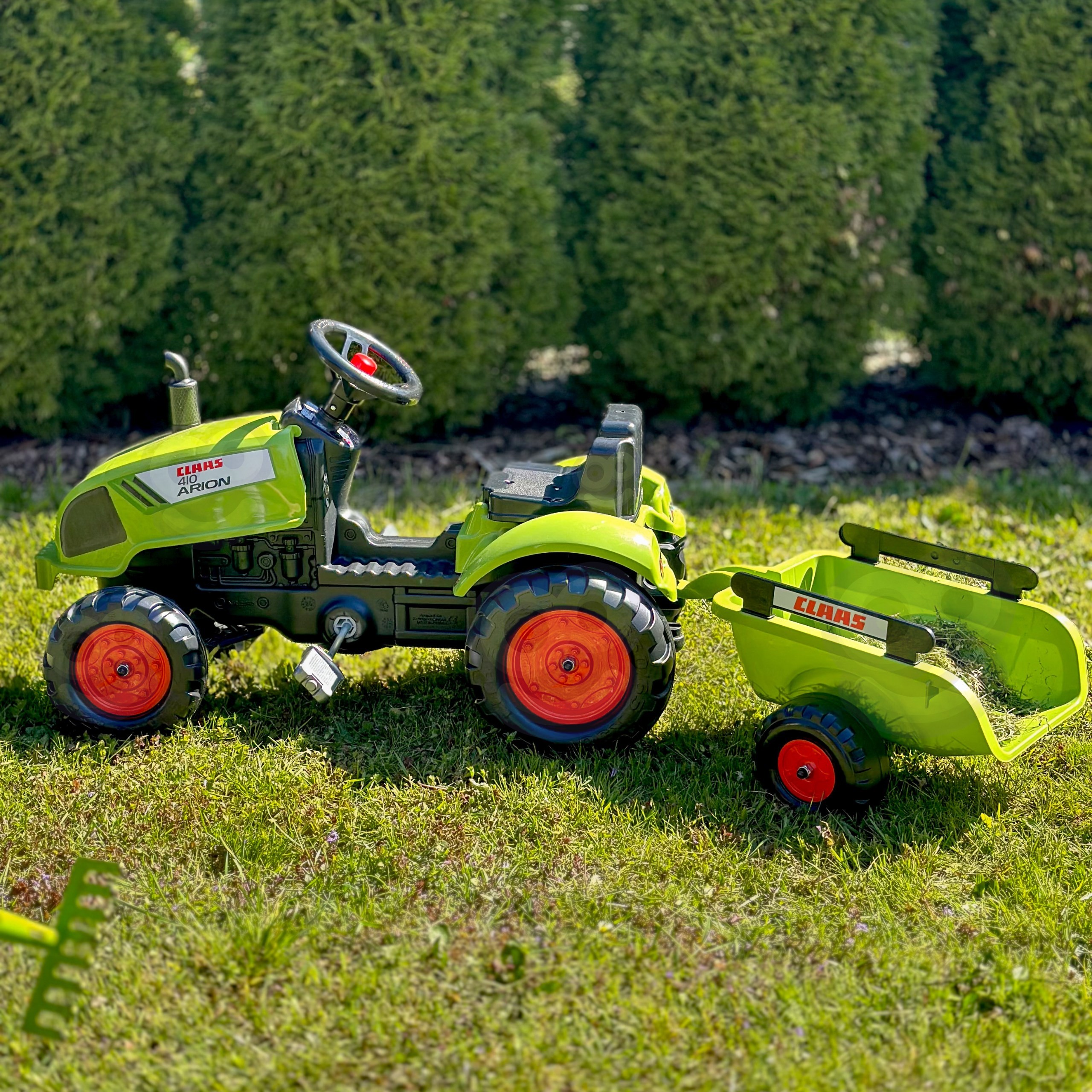 FALK Claas Green Pedal Tractor with Horn and Trailer 2-5 Years - Slika 4