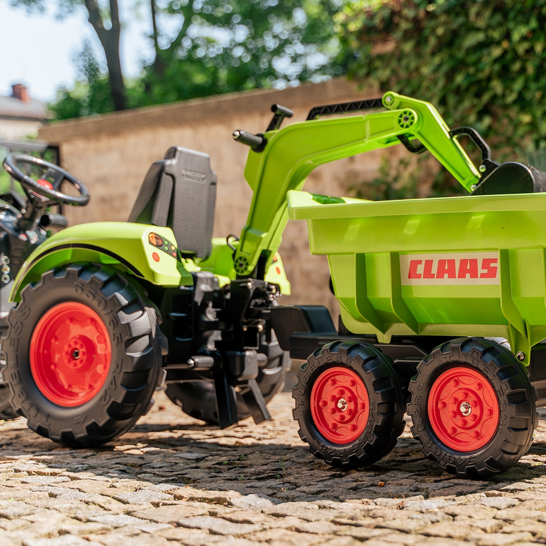 FALK Claas Axos 330 Pedal Tractor with Excavator and Trailer 3-7 years - Slika 5