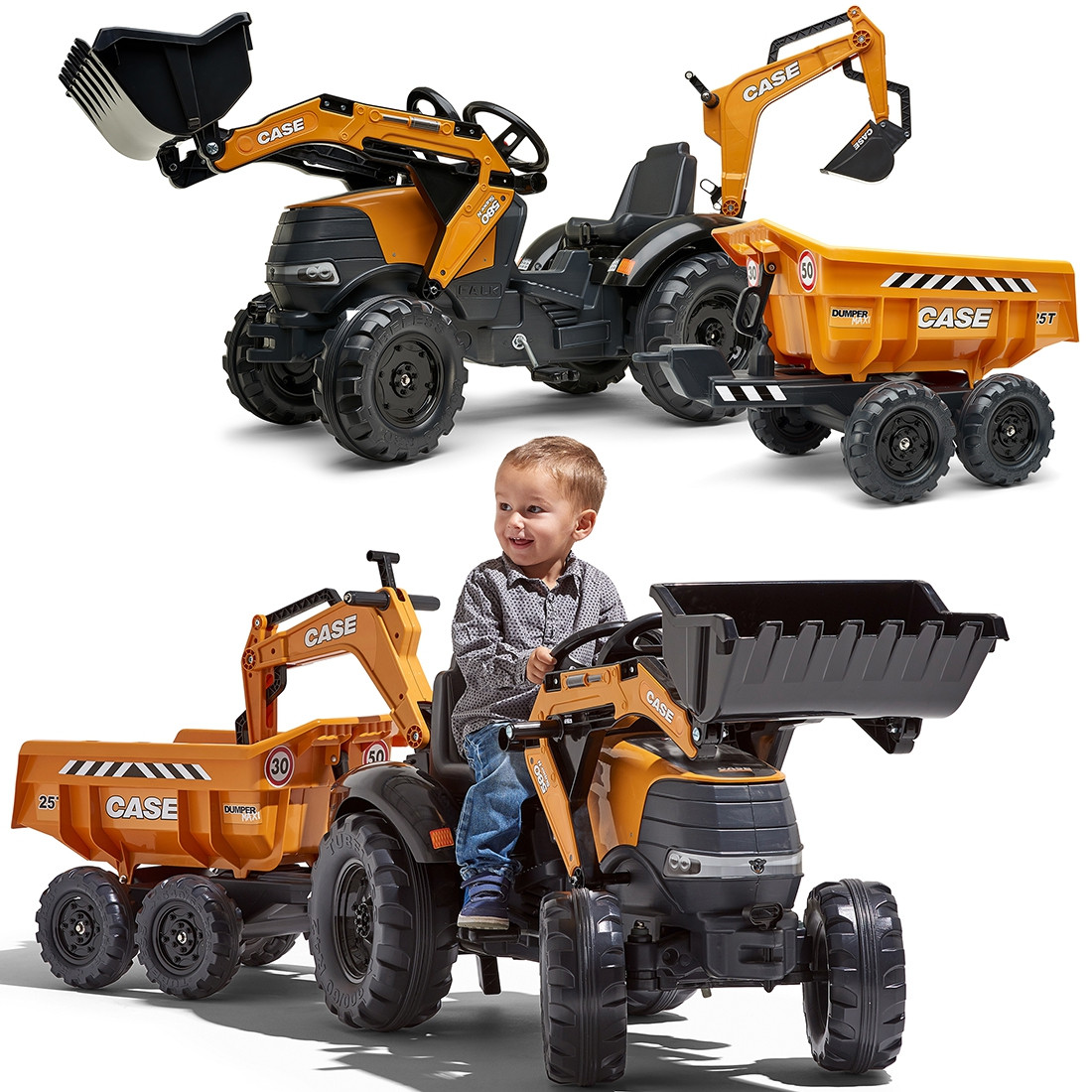 FALK Traktor s prikolicom Case IH, narančasti, s utovarnom žlicom, 3–7 godina - Slika 8
