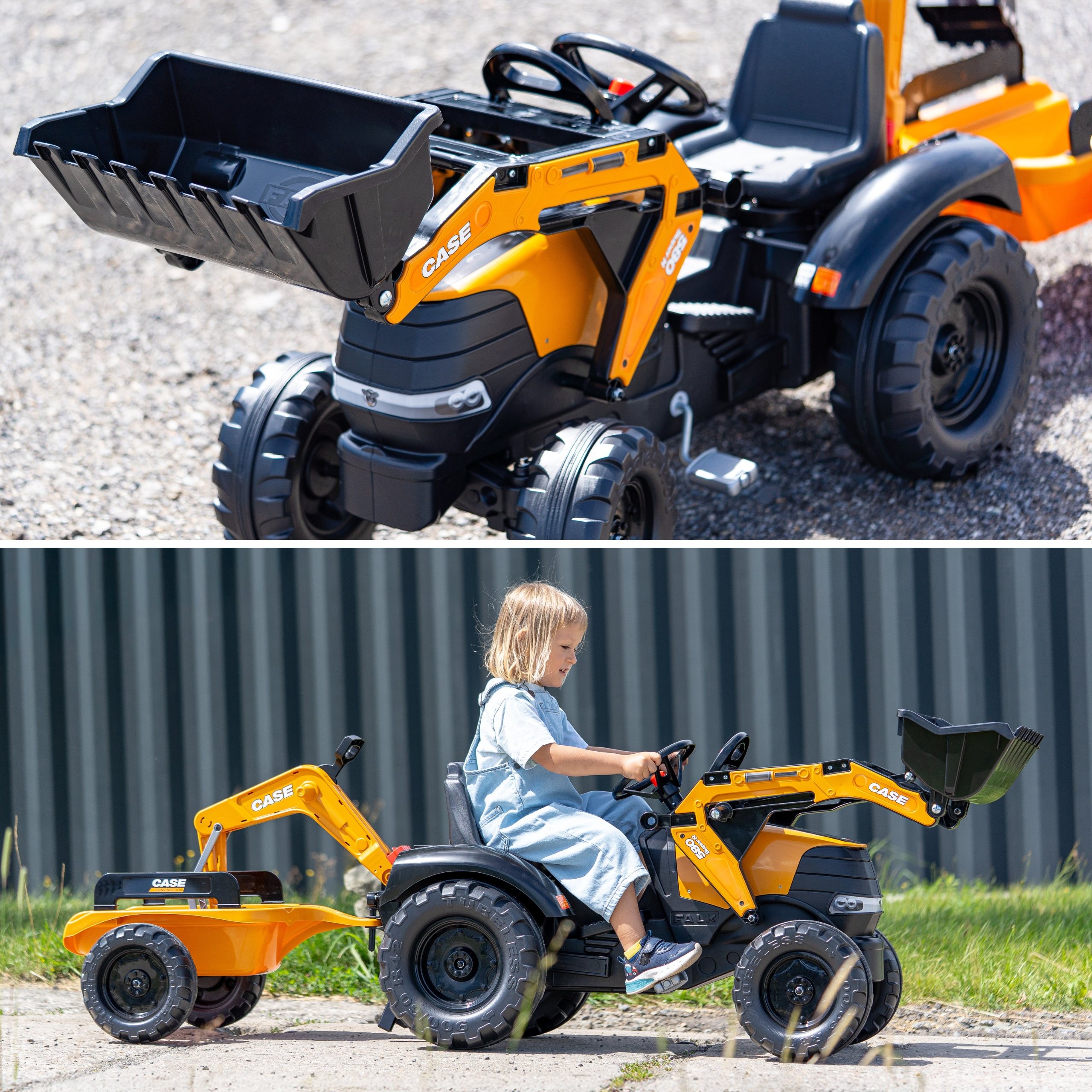 FALK Case CE Pedal Tractor with Backhoe Loader and Trailer 3-7 years - Slika 3