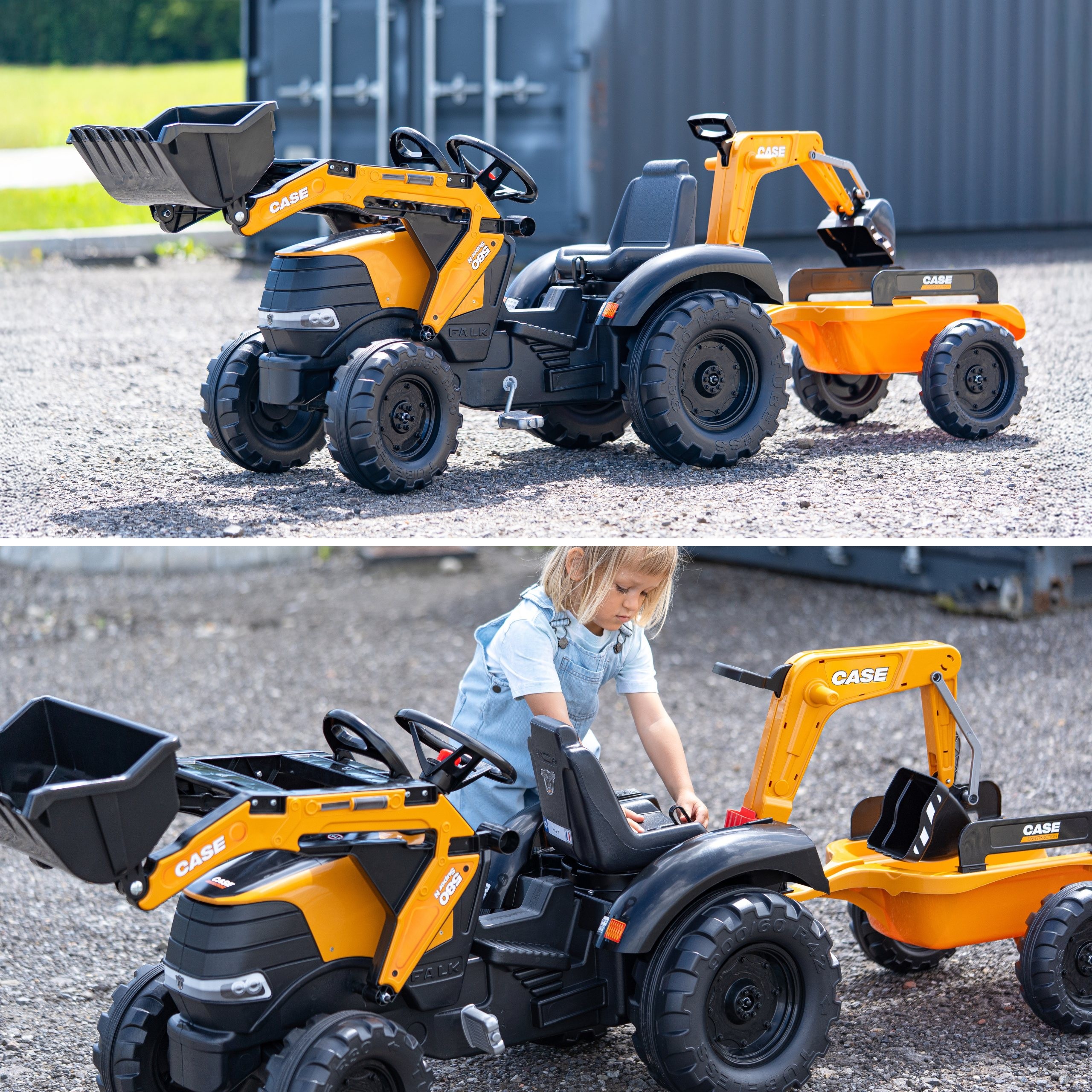 FALK Case CE Pedal Tractor with Backhoe Loader and Trailer 3-7 years - Slika 4