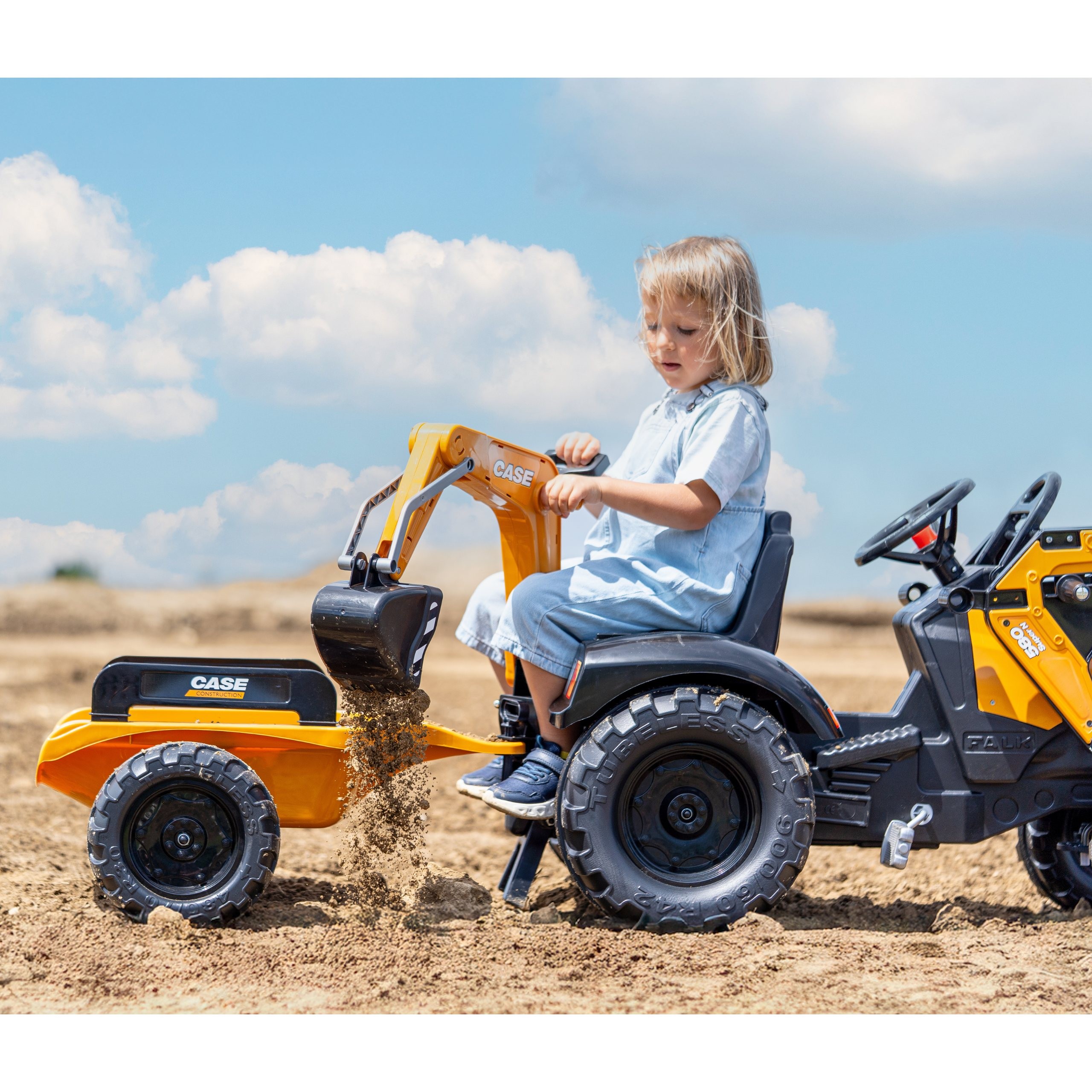 FALK Case CE Pedal Tractor with Backhoe Loader and Trailer 3-7 years - Slika 6