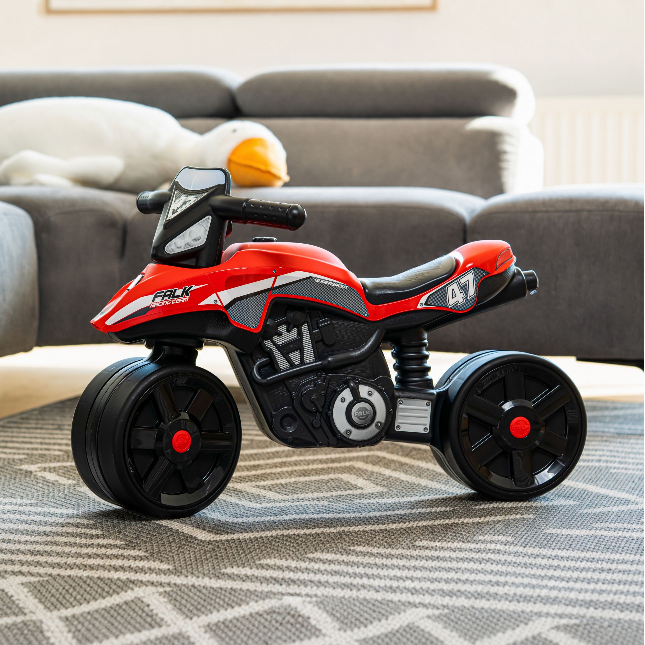 FALK Racing Team Ride-on Motorbike Red Wide Wheels for 2-5 Years - Slika 3