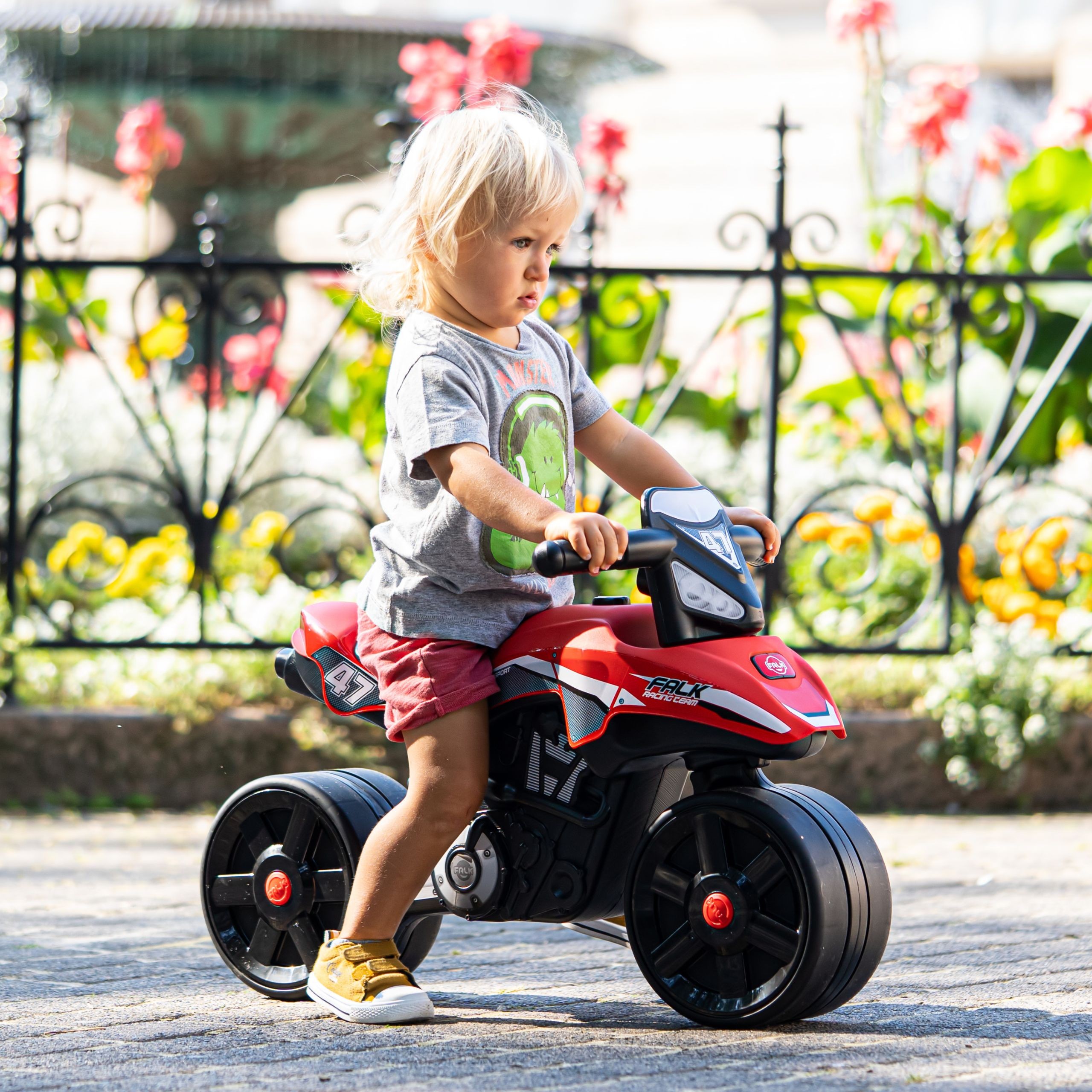 FALK Racing Team Ride-on Motorbike Red Wide Wheels for 2-5 Years - Slika 4