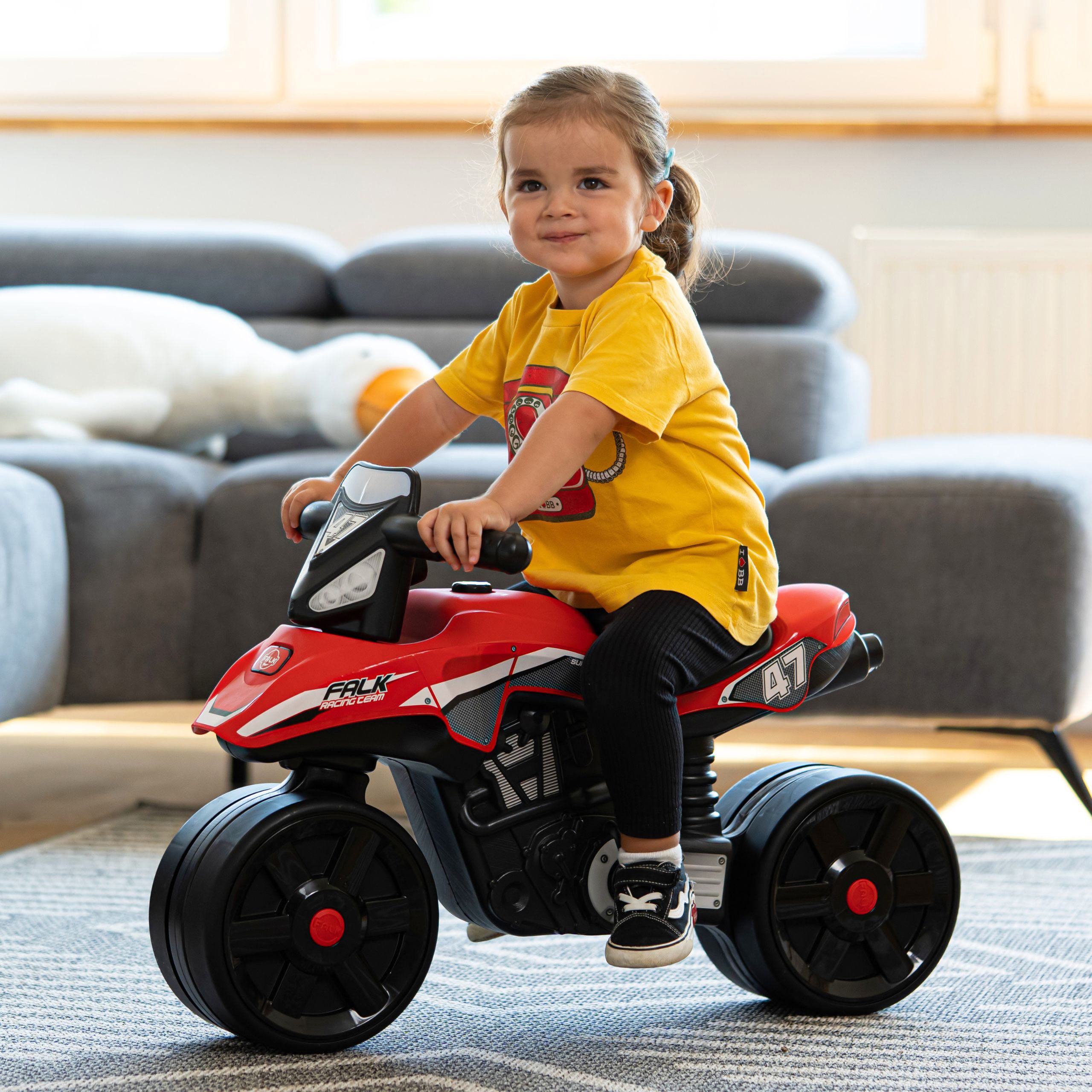 FALK Racing Team Ride-on Motorbike Red Wide Wheels for 2-5 Years - Slika 5
