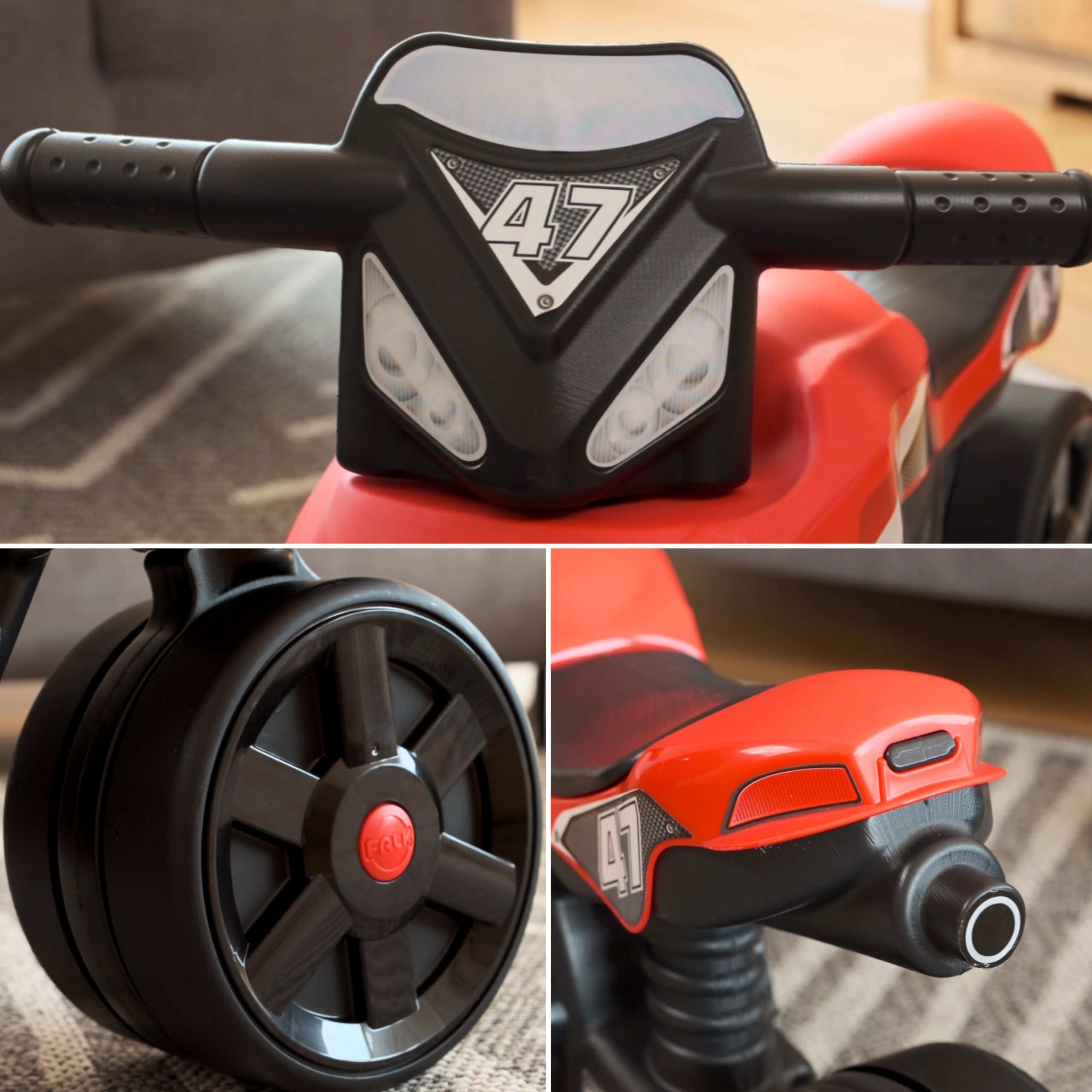 FALK Racing Team Ride-on Motorbike Red Wide Wheels for 2-5 Years - Slika 6